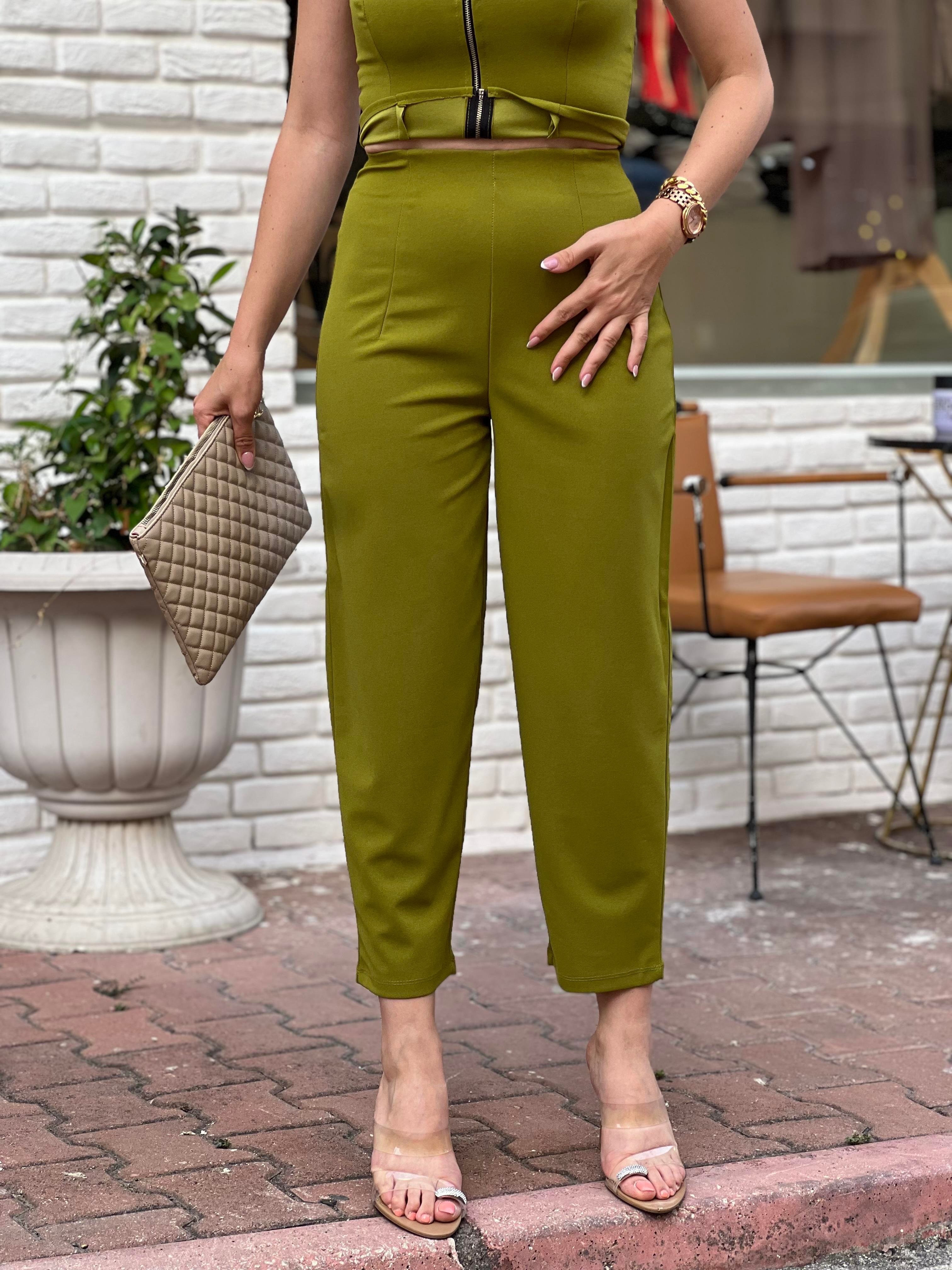 DOUBLE KUMAŞ CREP DAR PAÇA PANTOLON