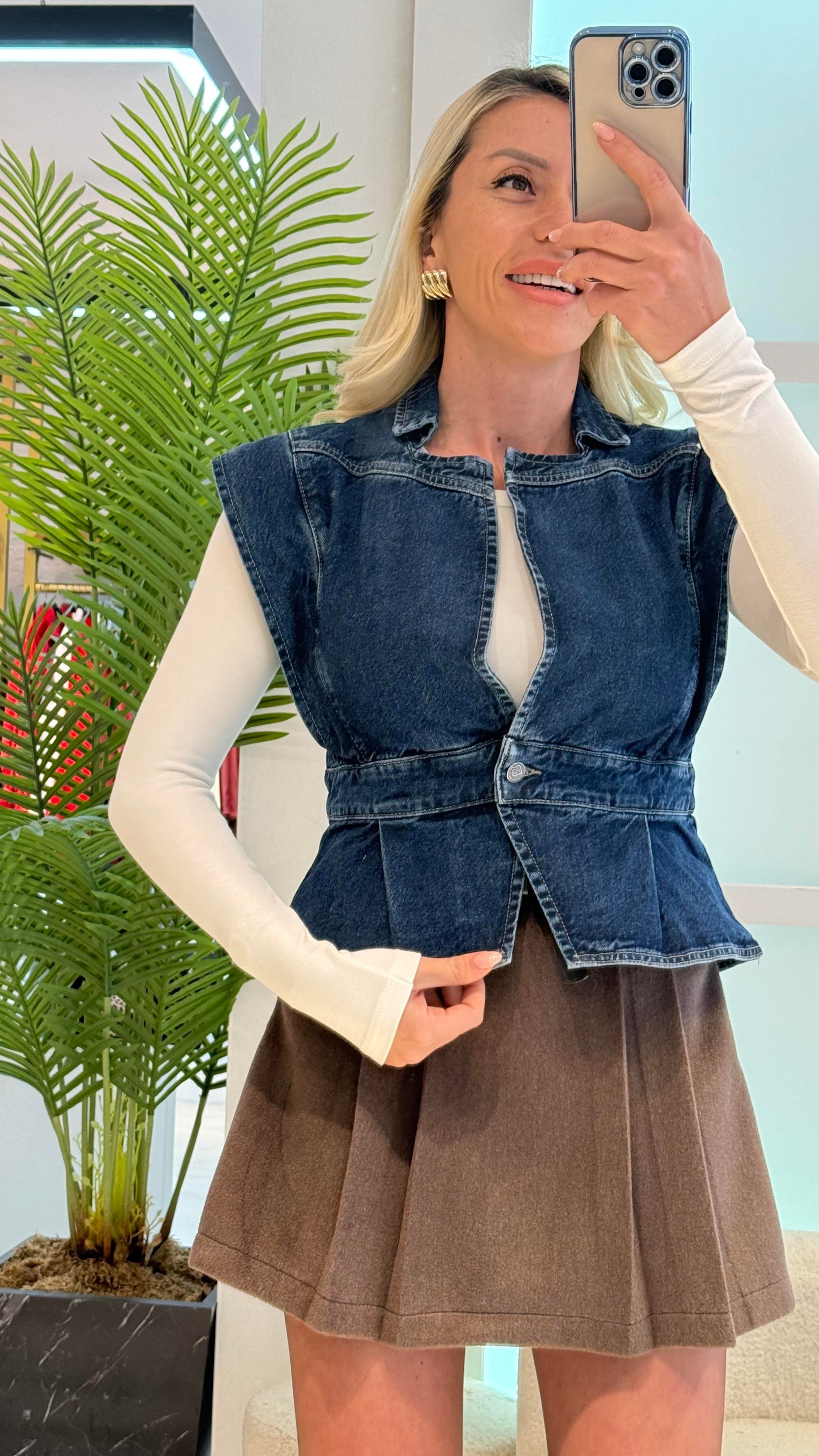 FOCUS MAVİ KOT YELEK