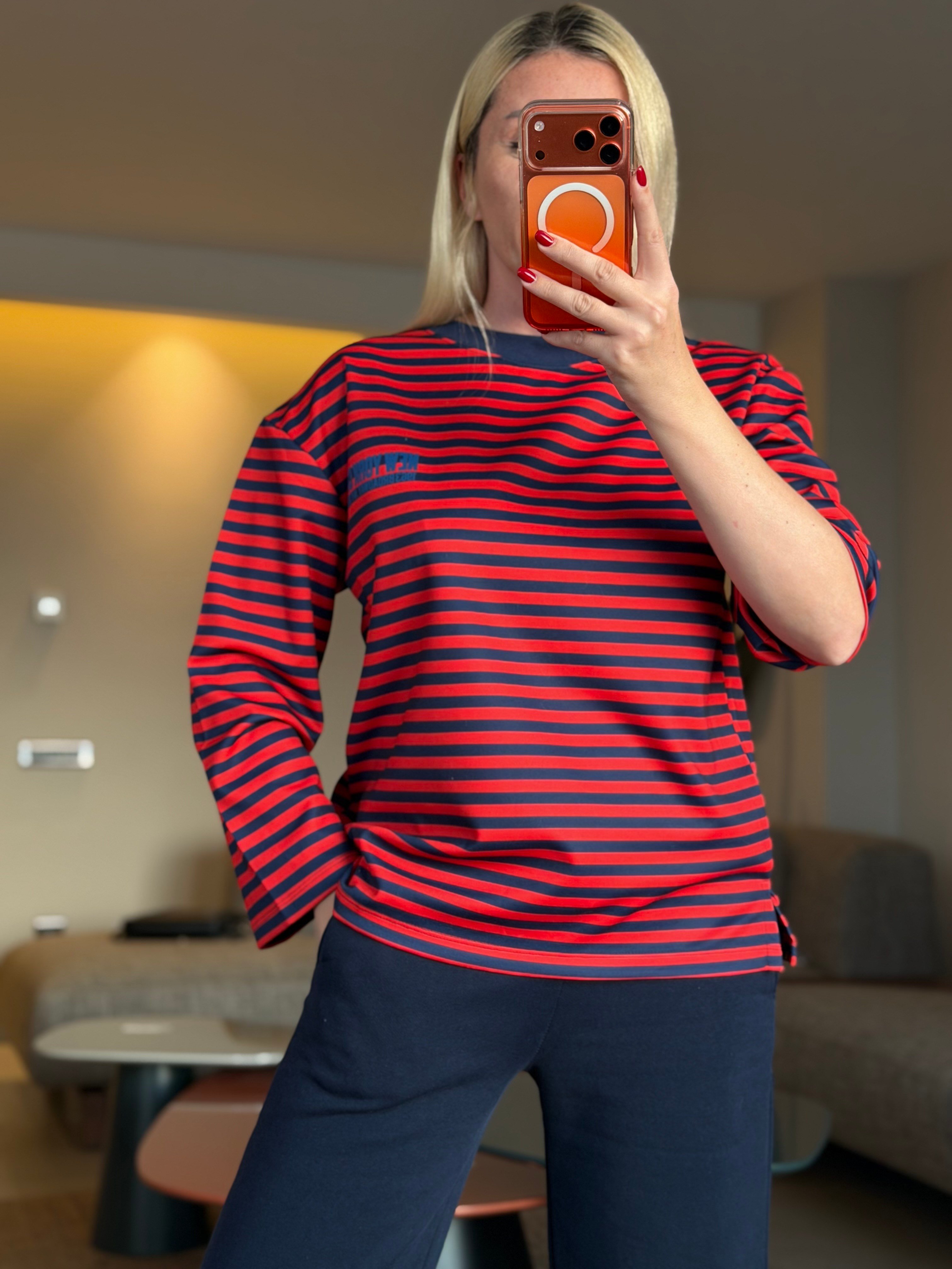 GALCE LACİVERT ÇİZGİLİ SWEATSHIRT