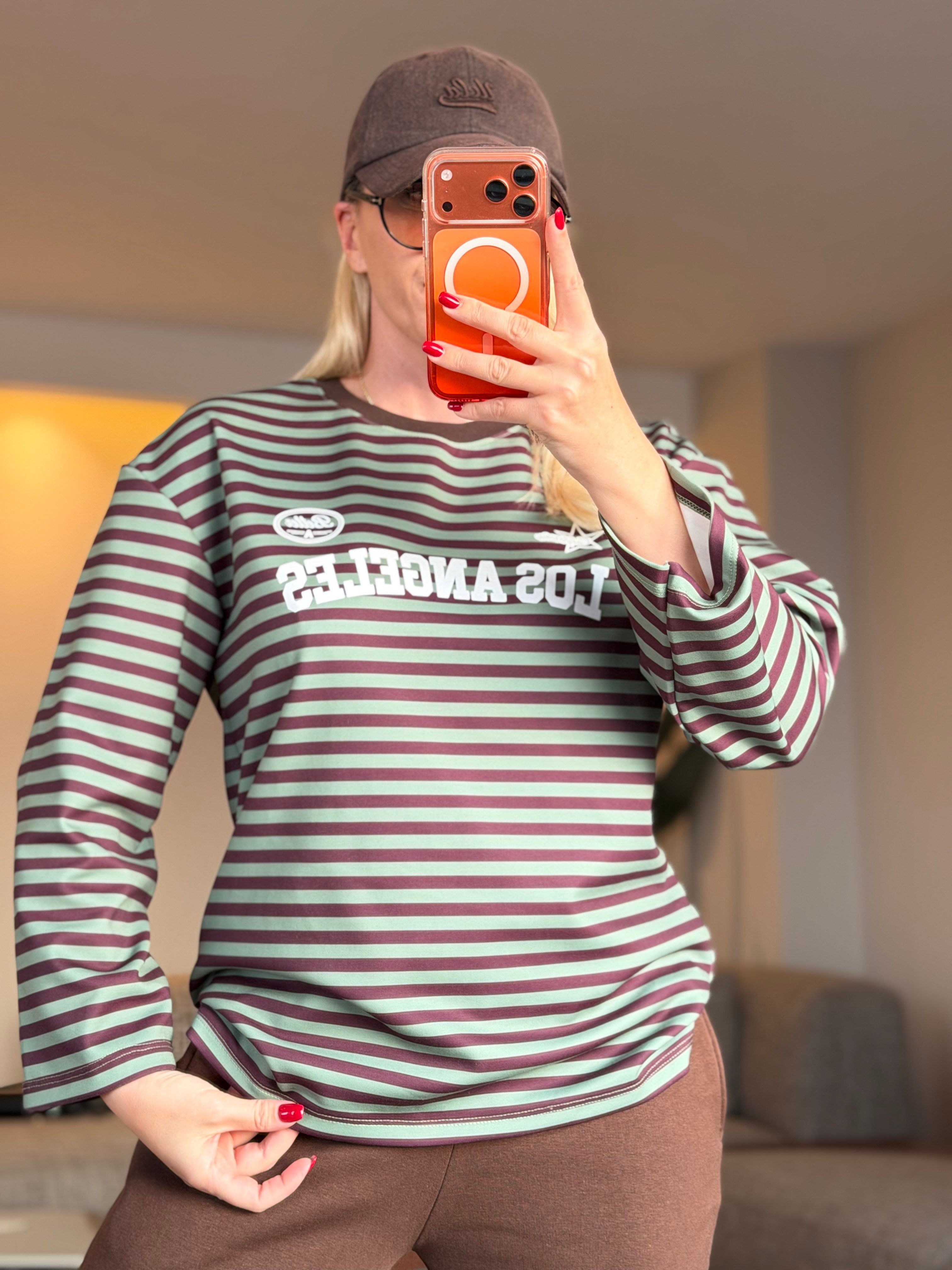 GALCE YEŞİL ÇİZGİLİ SWEATSHIRT