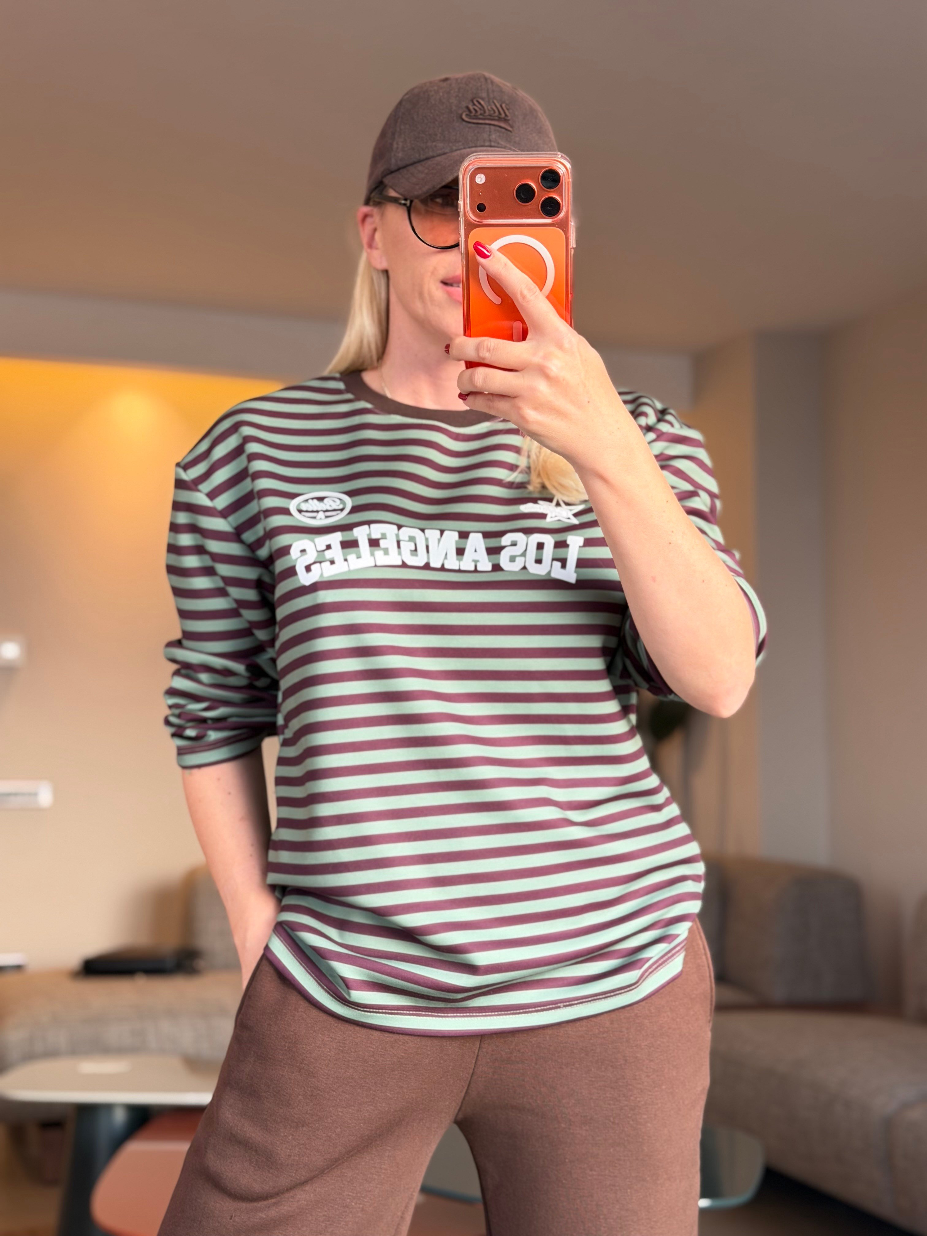 GALCE YEŞİL ÇİZGİLİ SWEATSHIRT