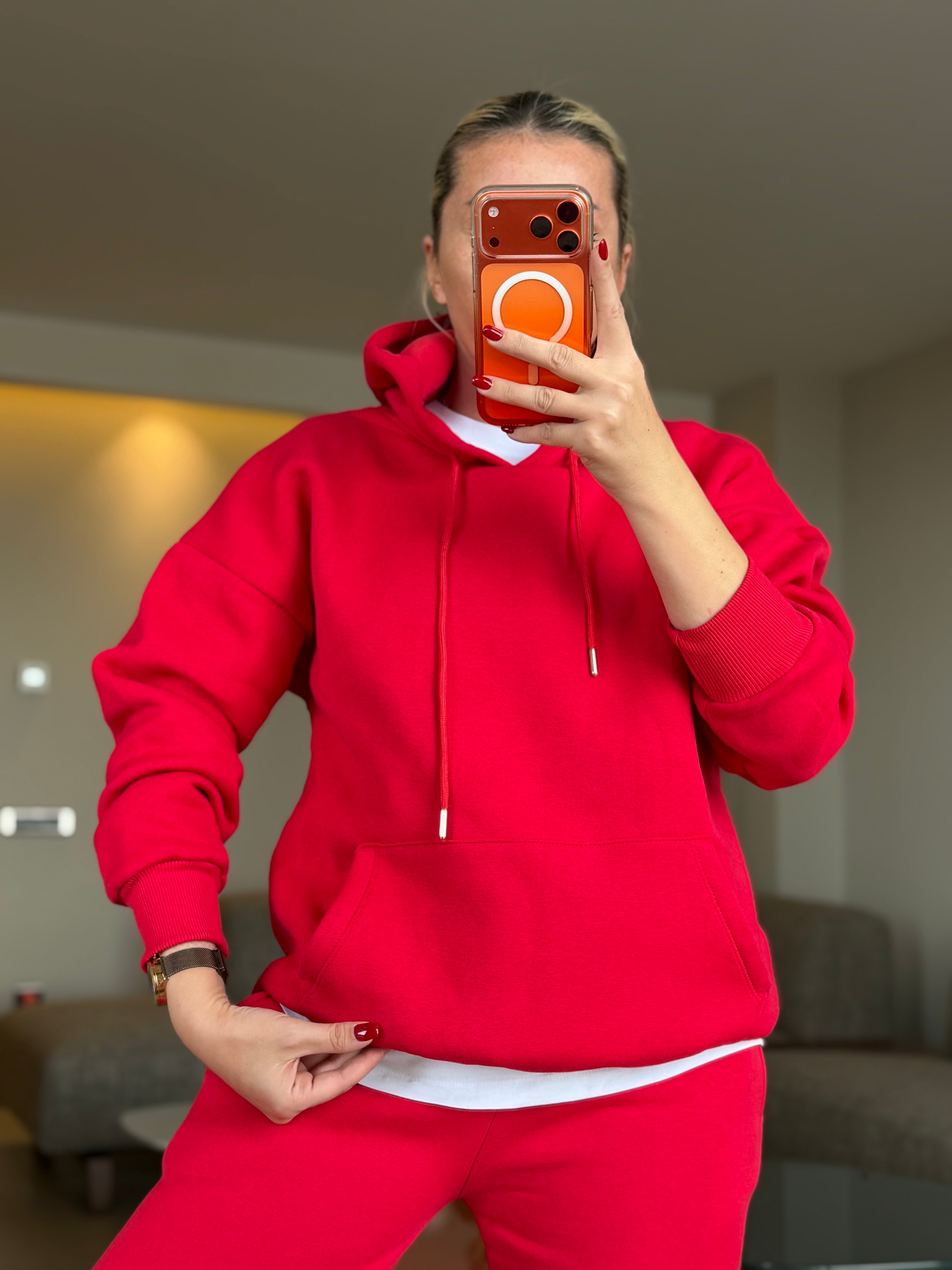 HESİ KIRMIZI SWEATSHIRT
