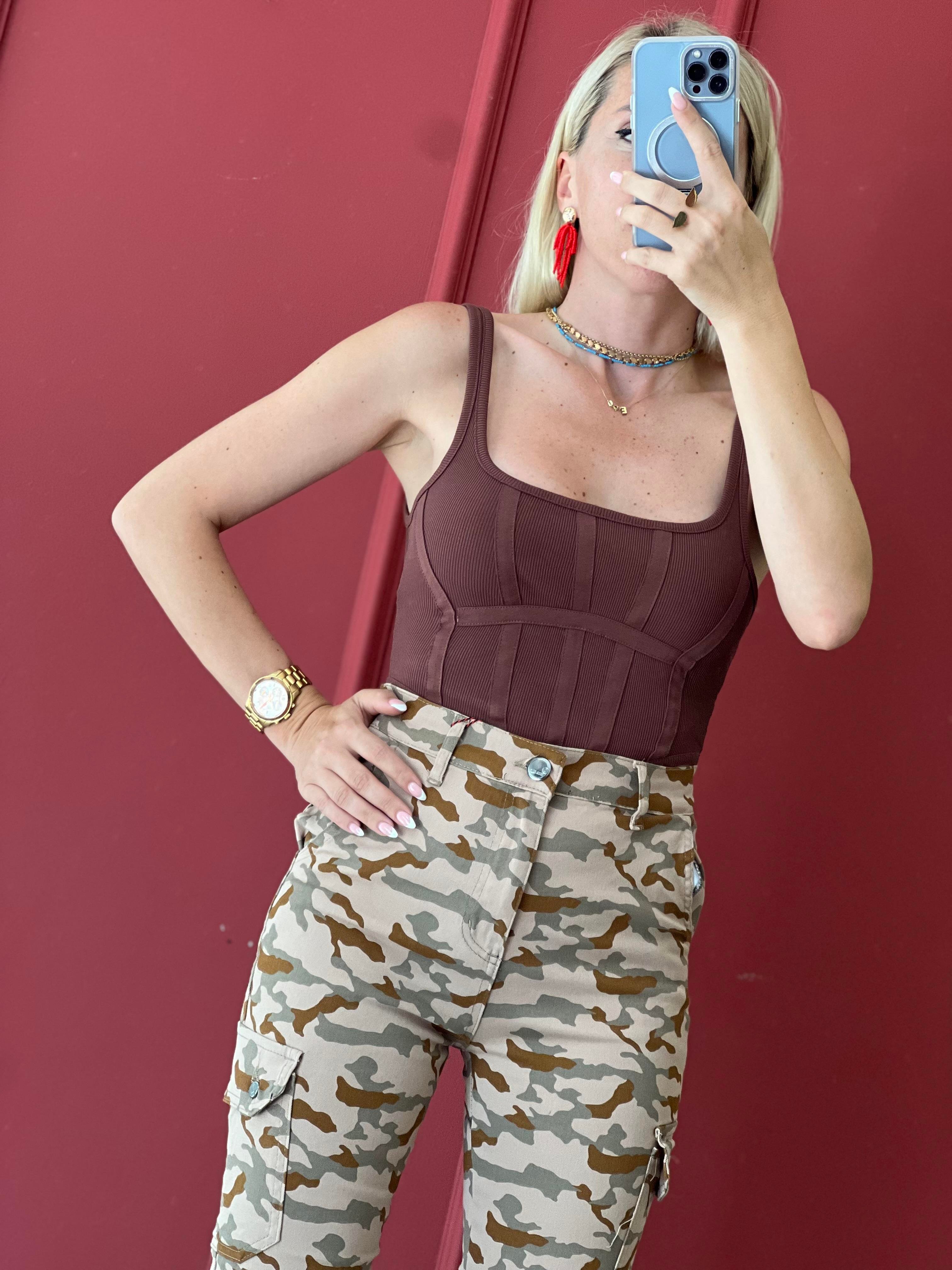 kahverengi fermuarlı crop