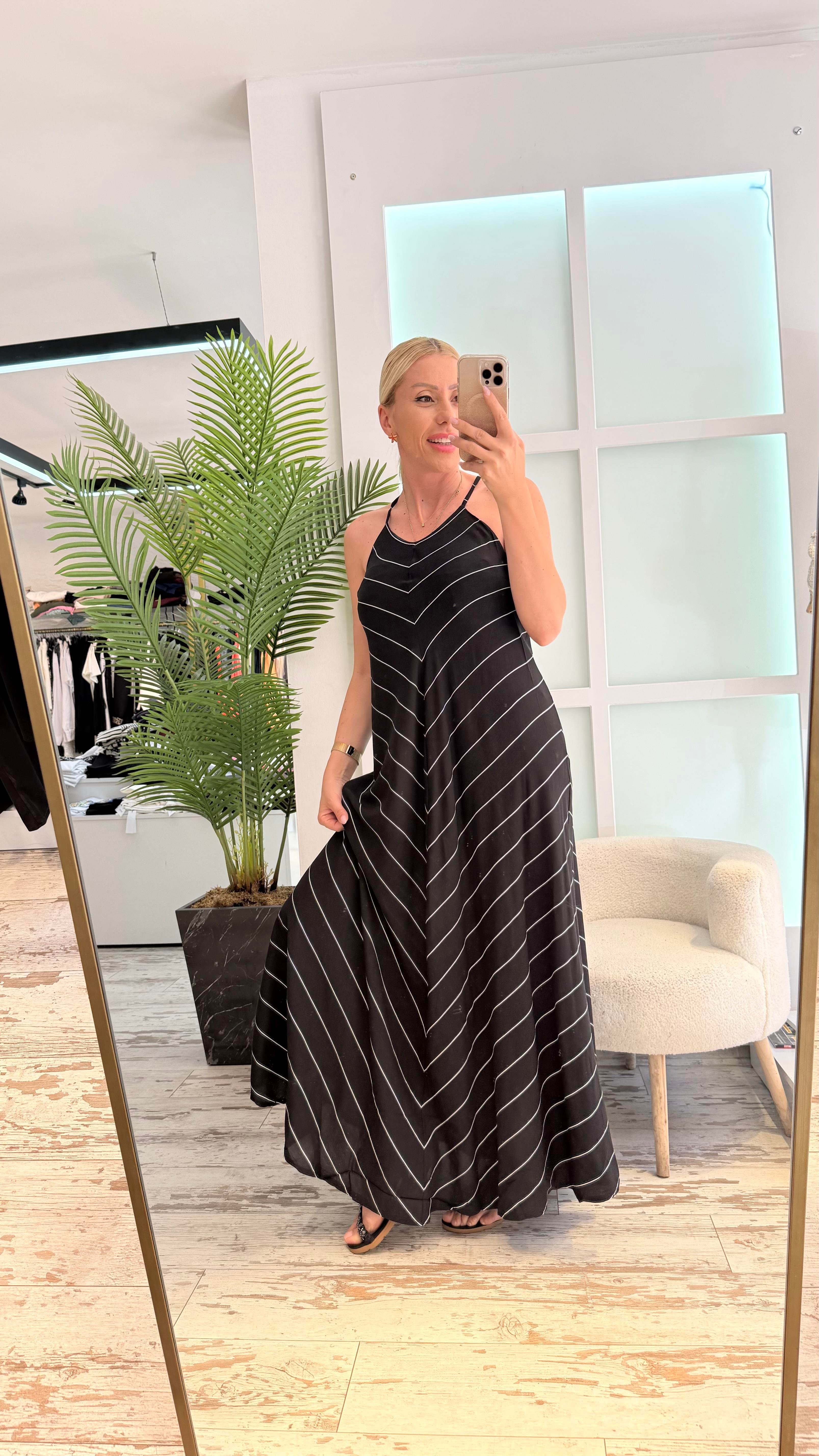 LARİN ÇİZGİLİ ELBİSE