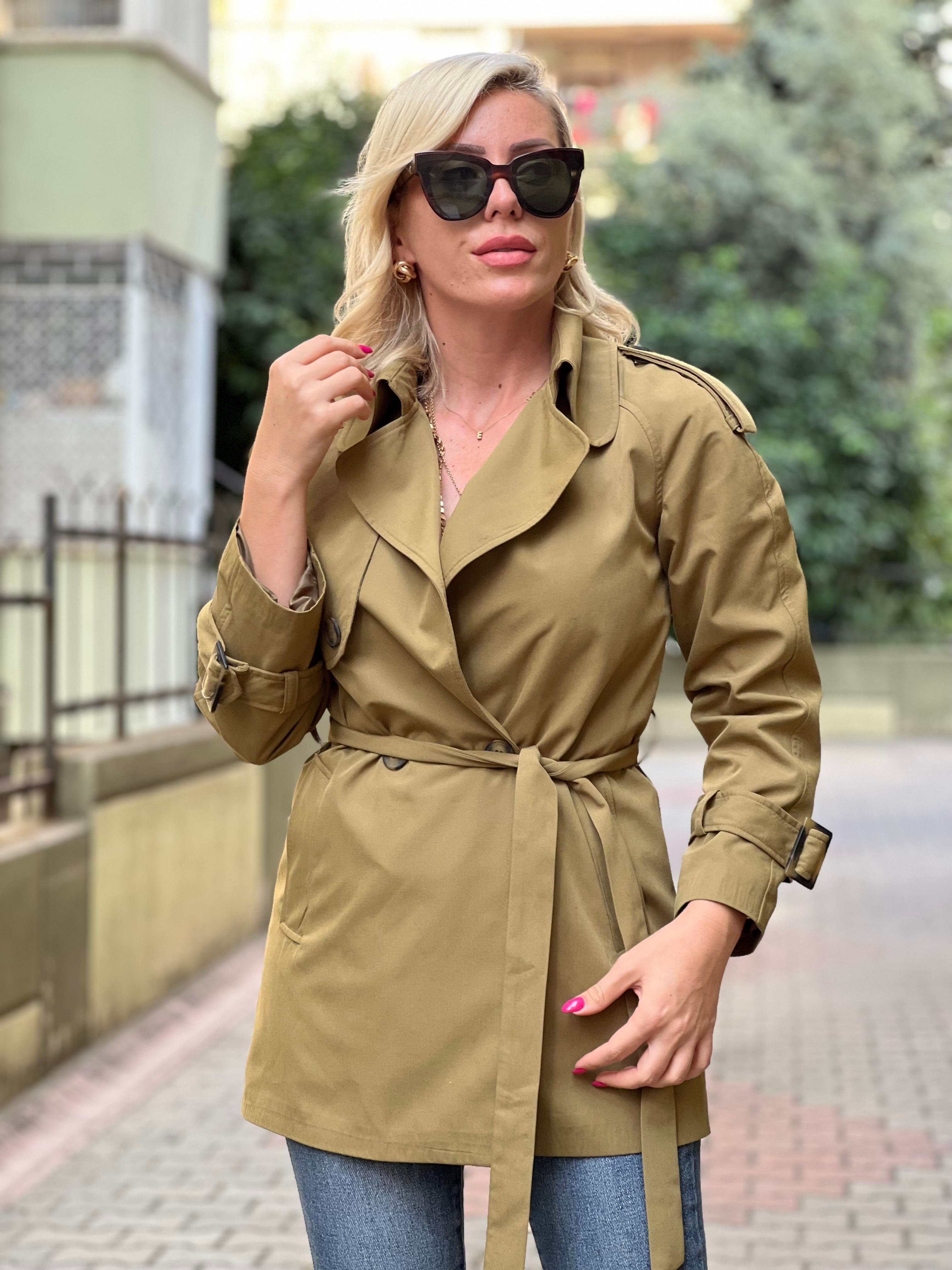LENY ASKERİ YEŞİL TRENÇ