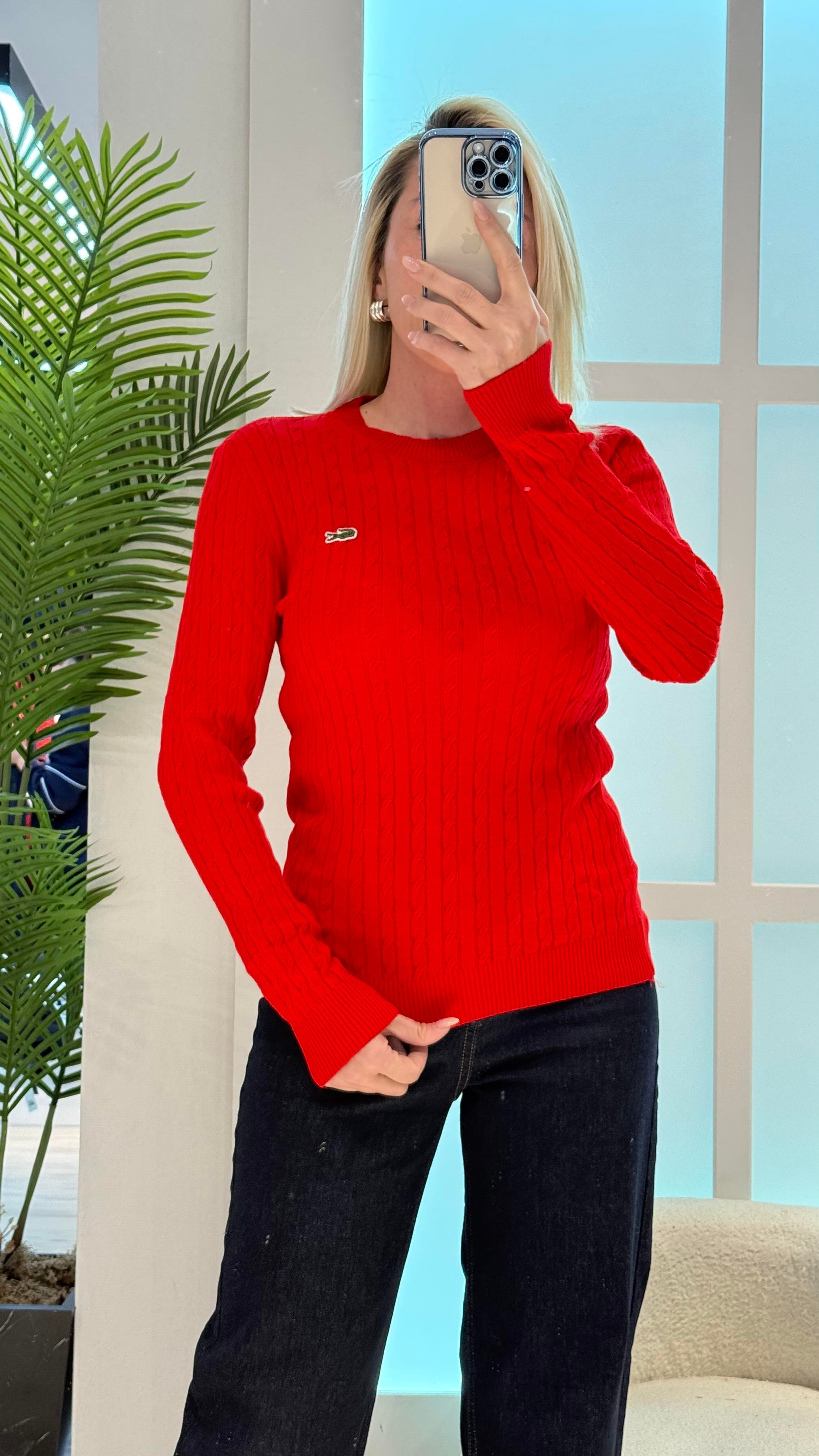 LEXİ KIRMIZI ÖRME MODEL KAZAK
