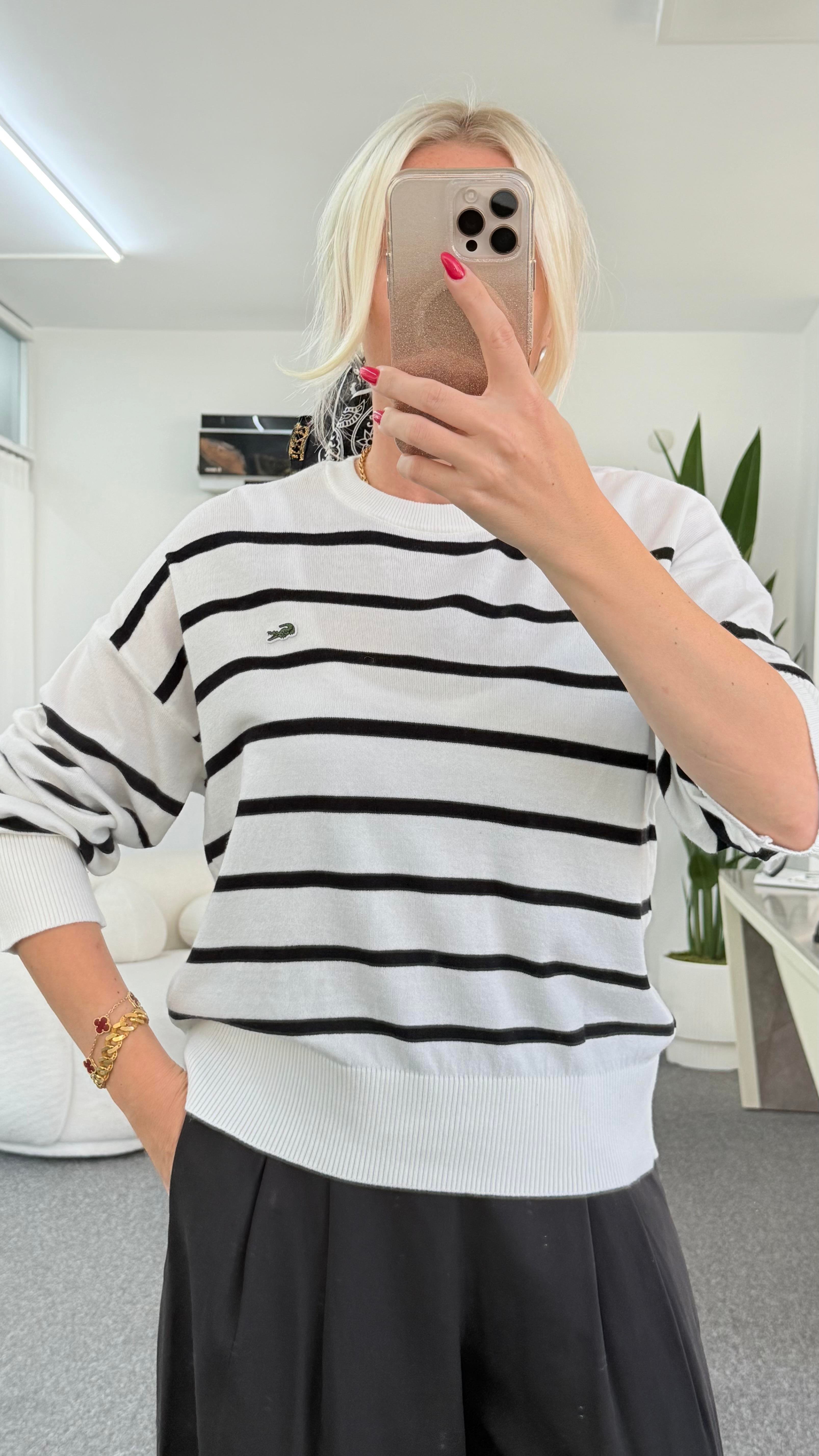 MİRS SİYAH ÇİZGİLİ BEYAZ KAZAK 