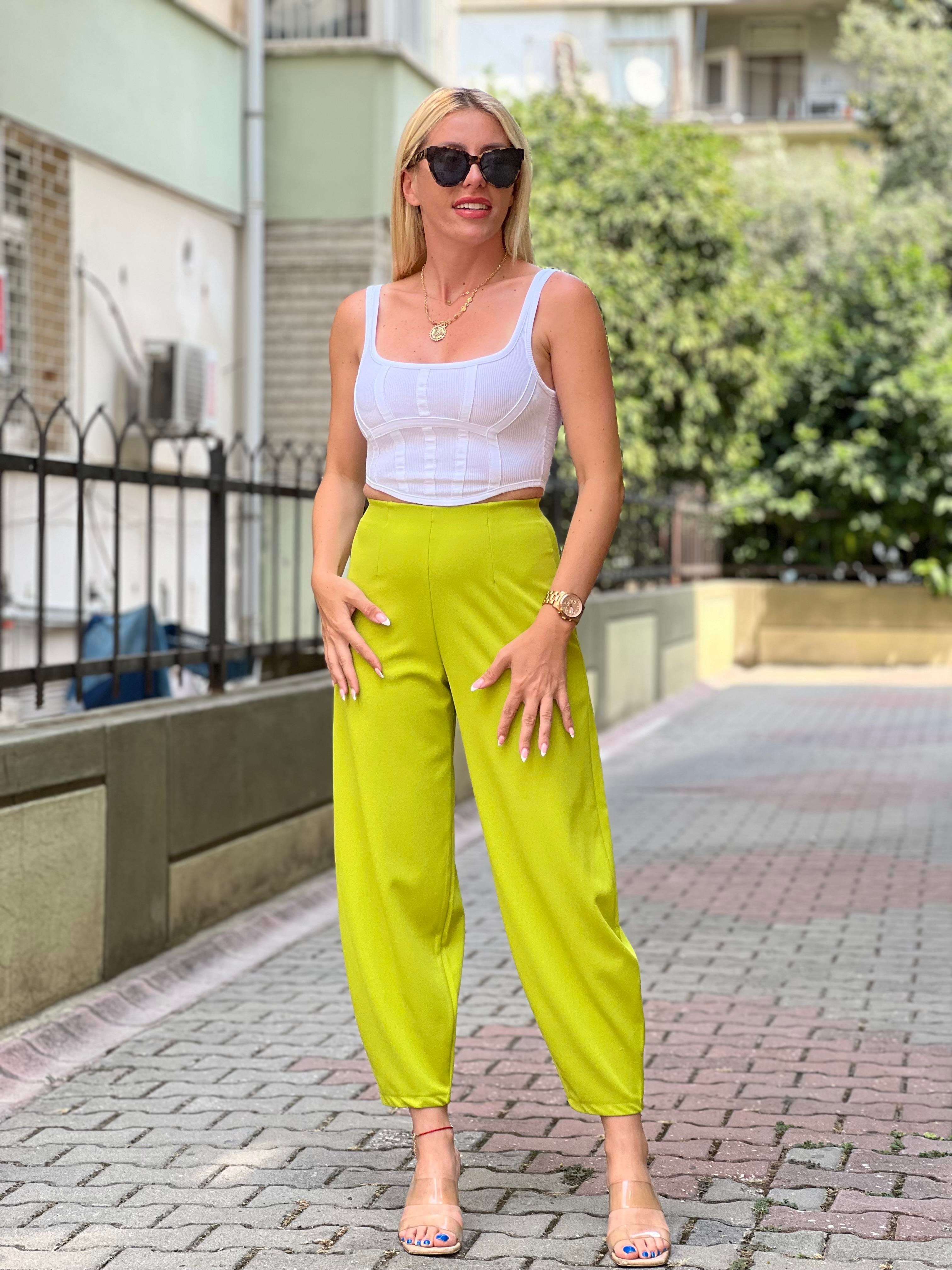 Neon crep pantolon 