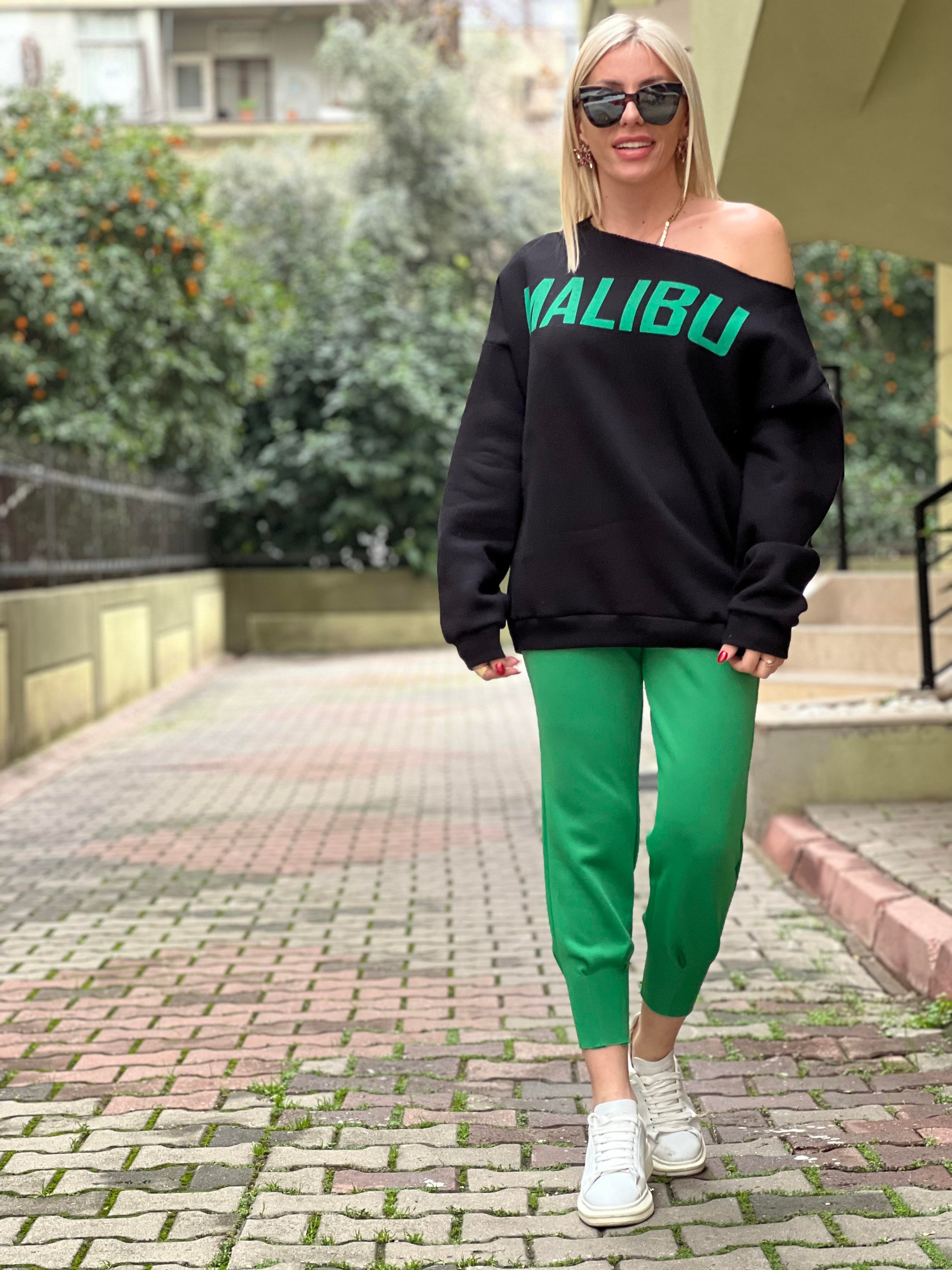 OMUZU DÜŞÜK SİYAH SWEAT 