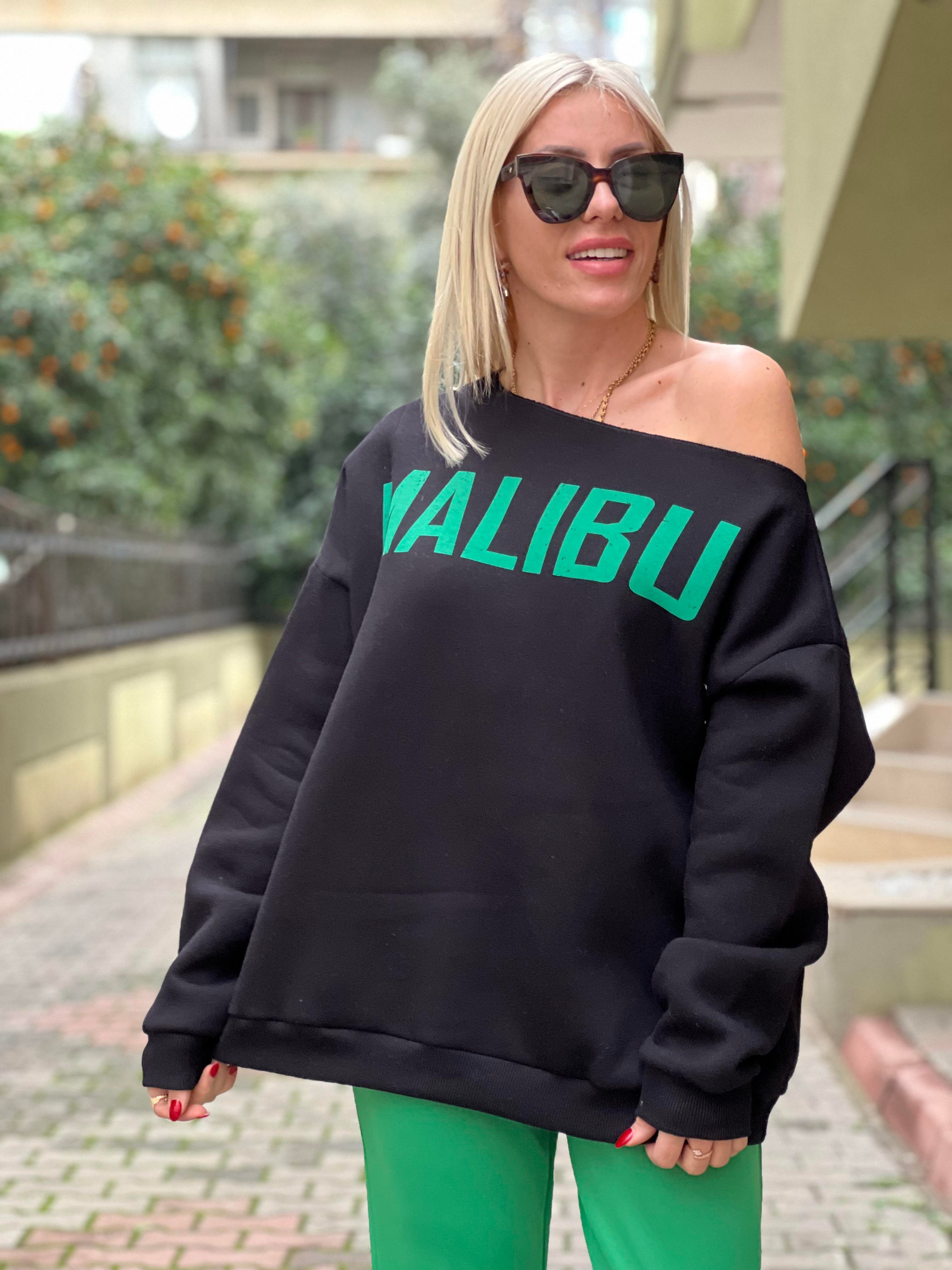 OMUZU DÜŞÜK SİYAH SWEAT 