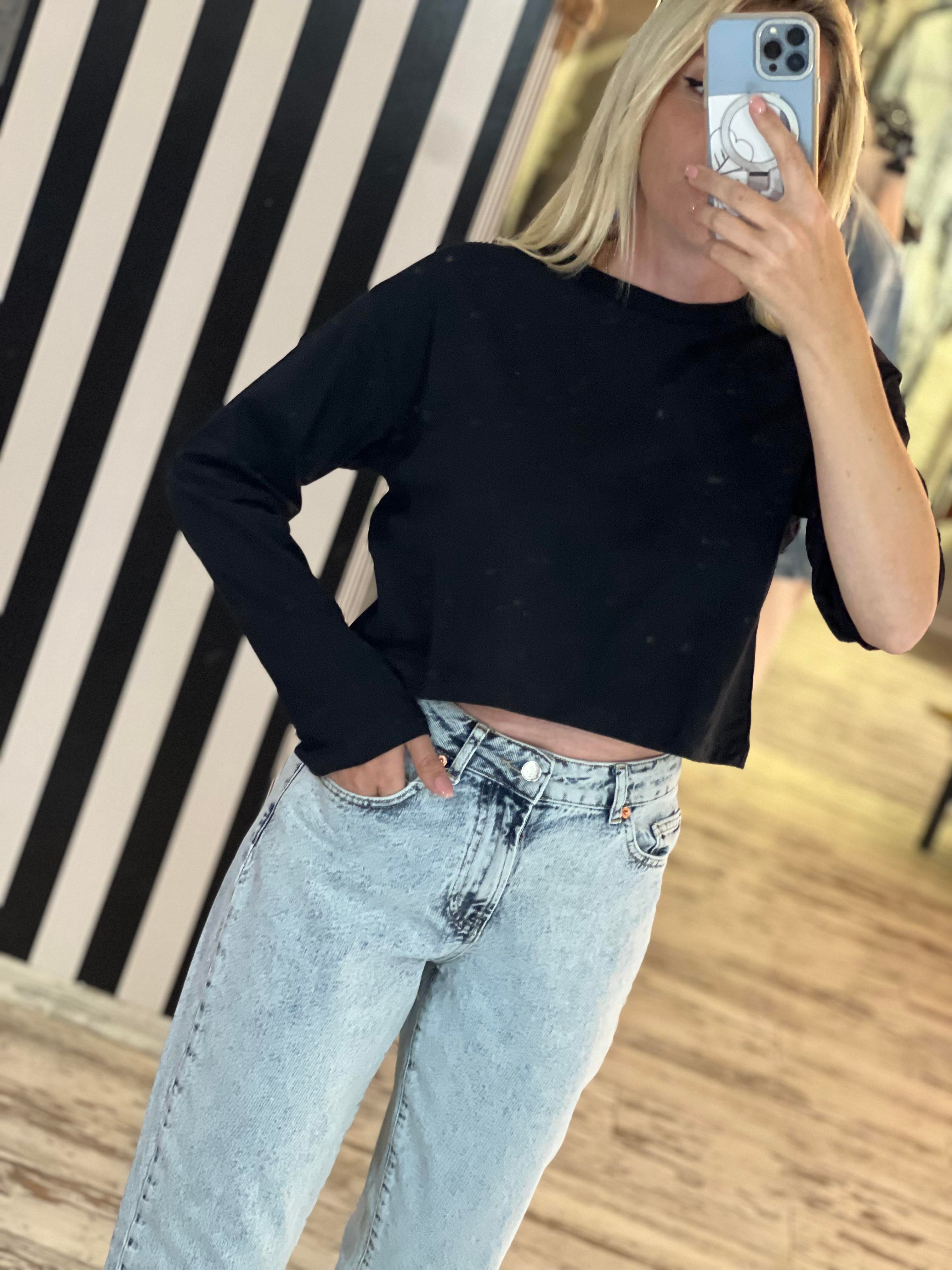 orj marka kısa siyah crop 