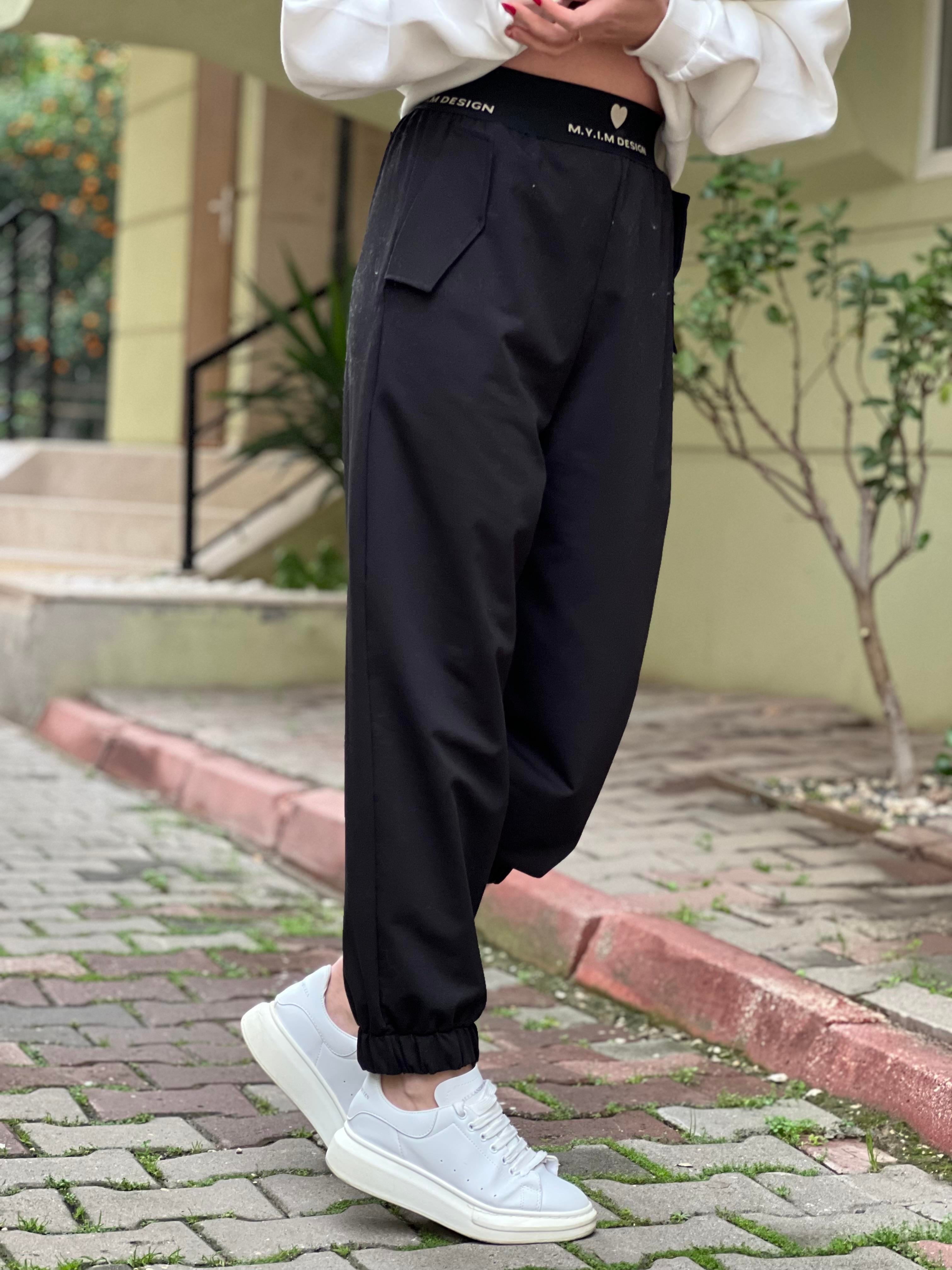 PARAŞÜT SİYAH PANTOLON 