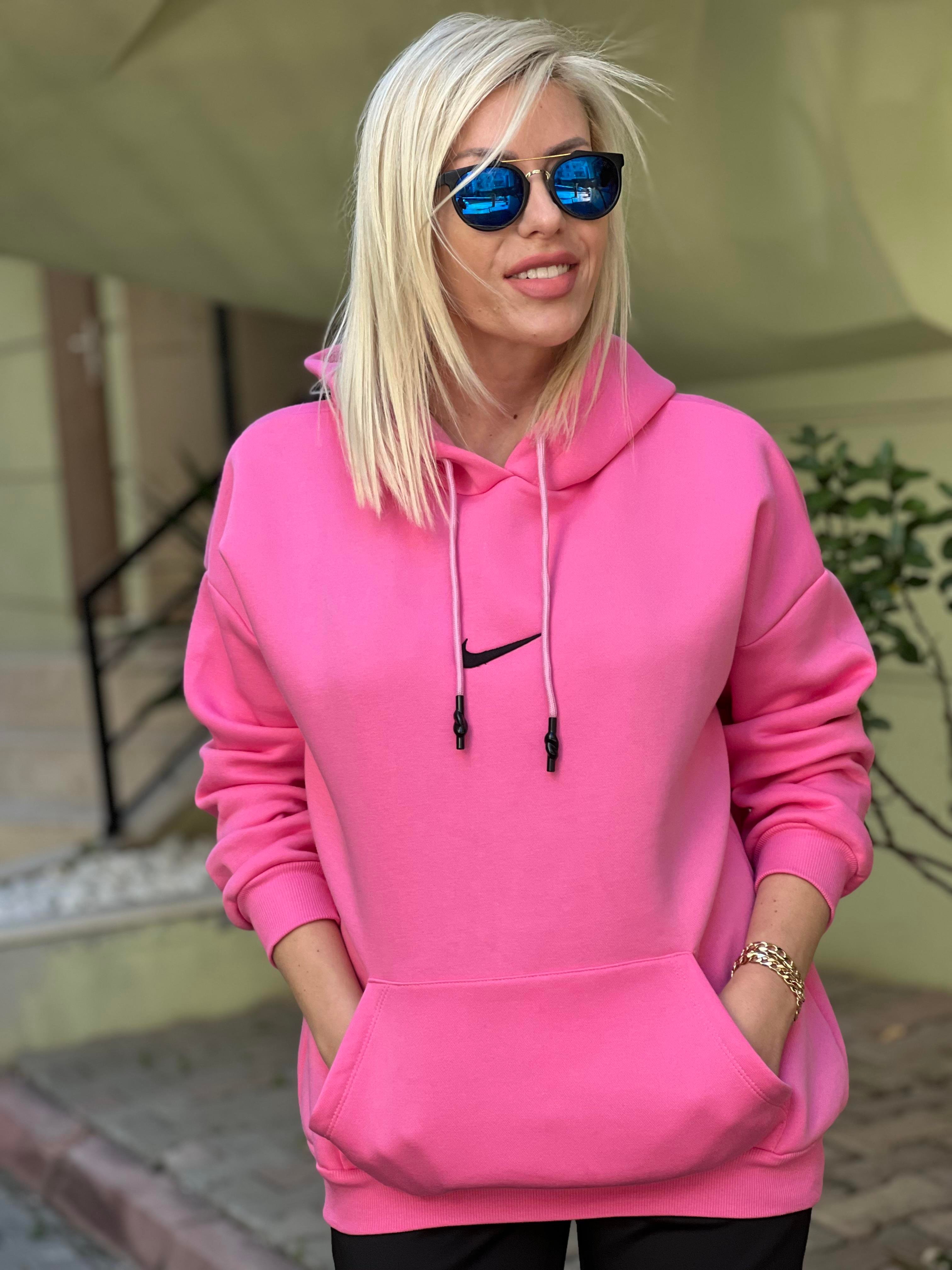 PEMBE KAPŞONLU SWEAT