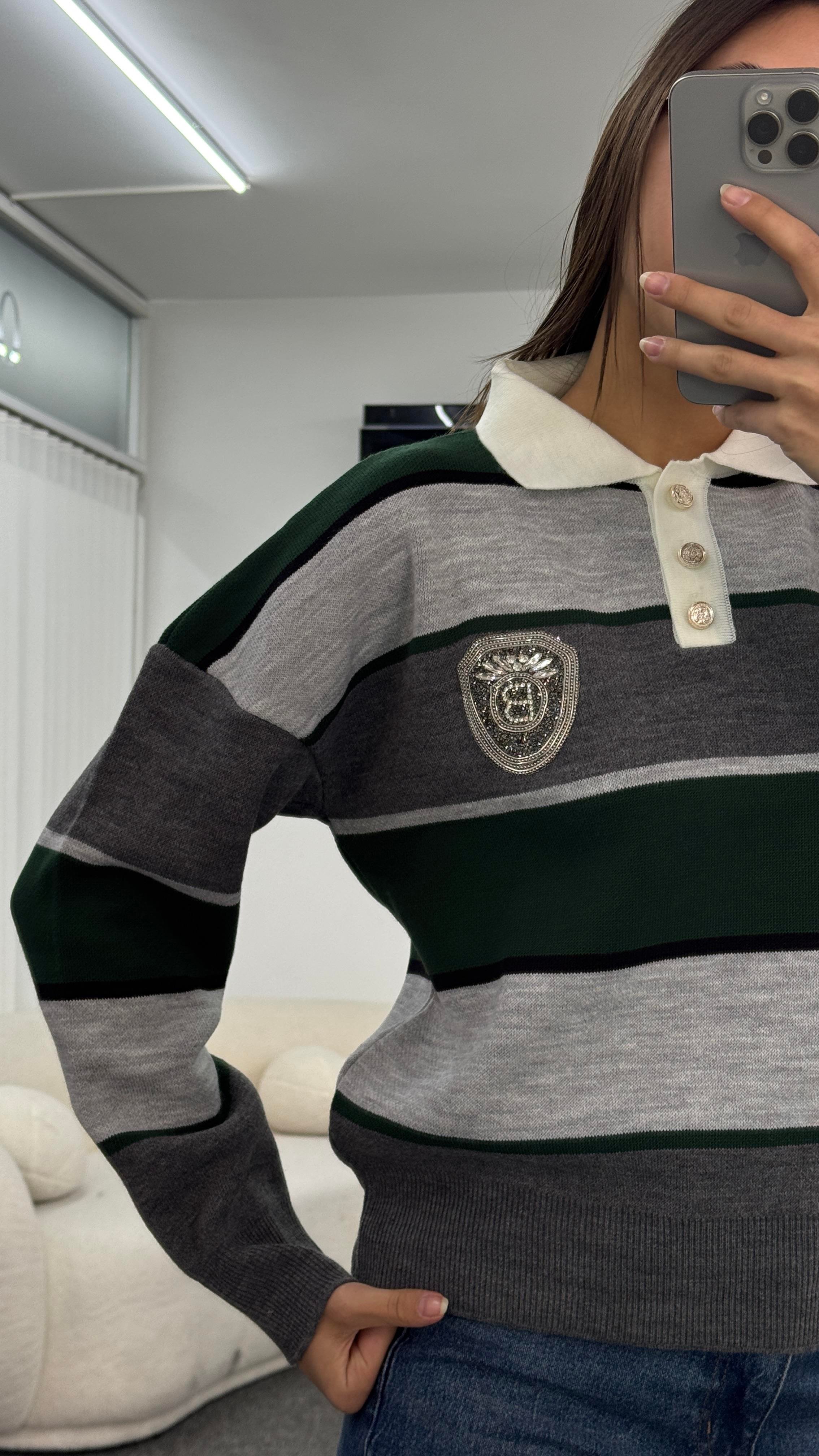 SİMON TAŞLI GRİ KAZAK