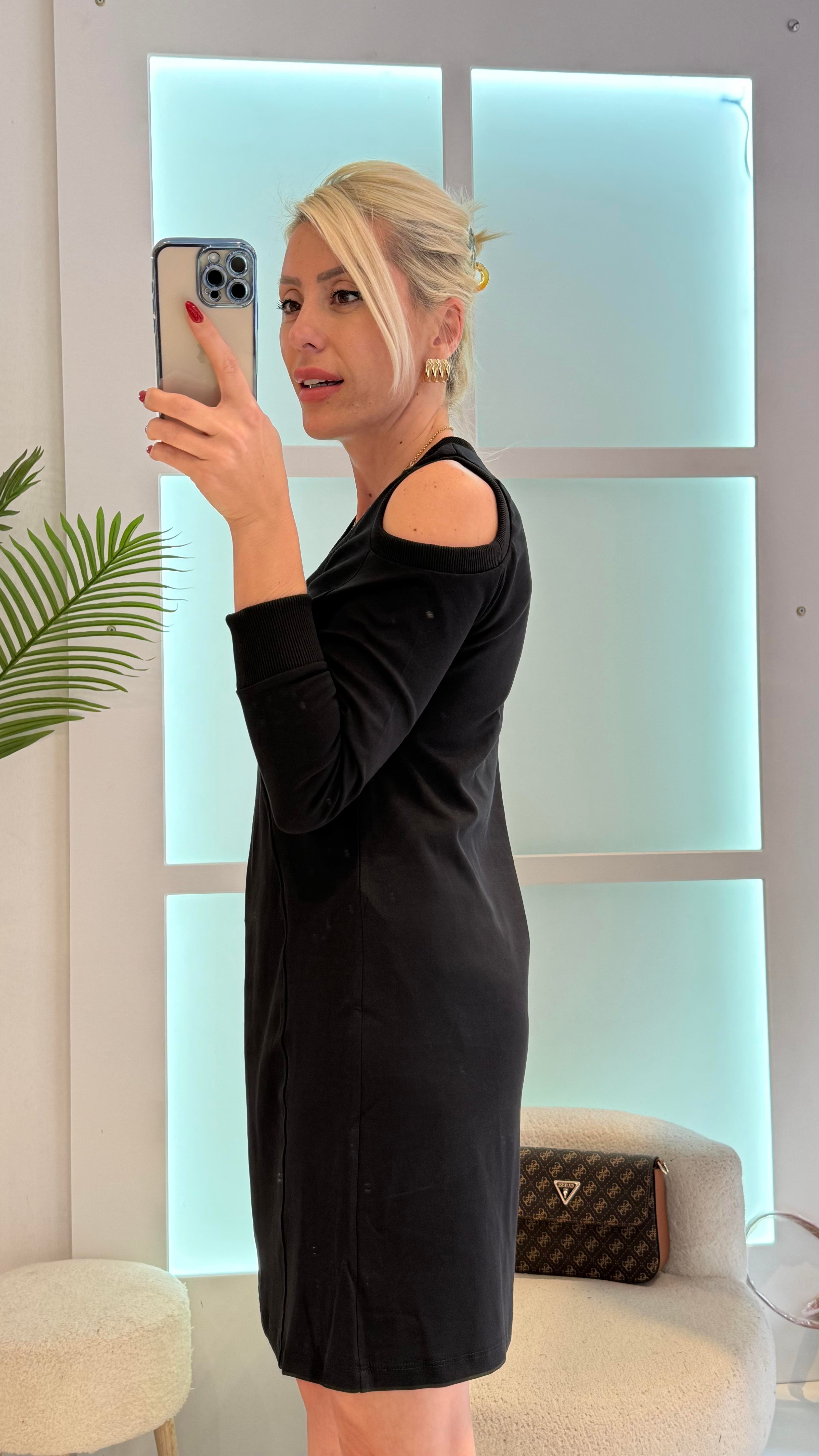 Siyah Fermuar Detaylı Elbise