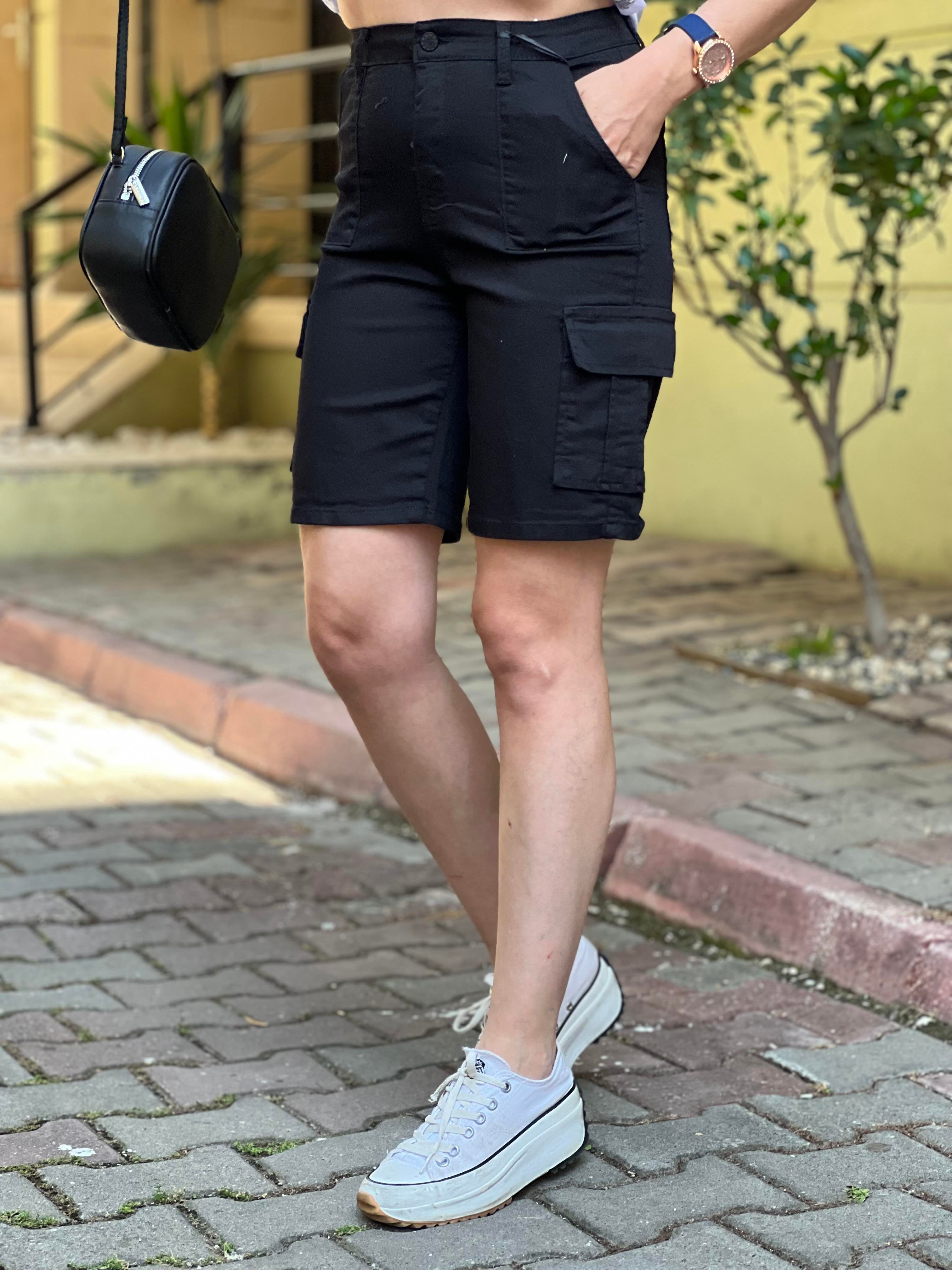 SİYAH KARGO ŞORT 