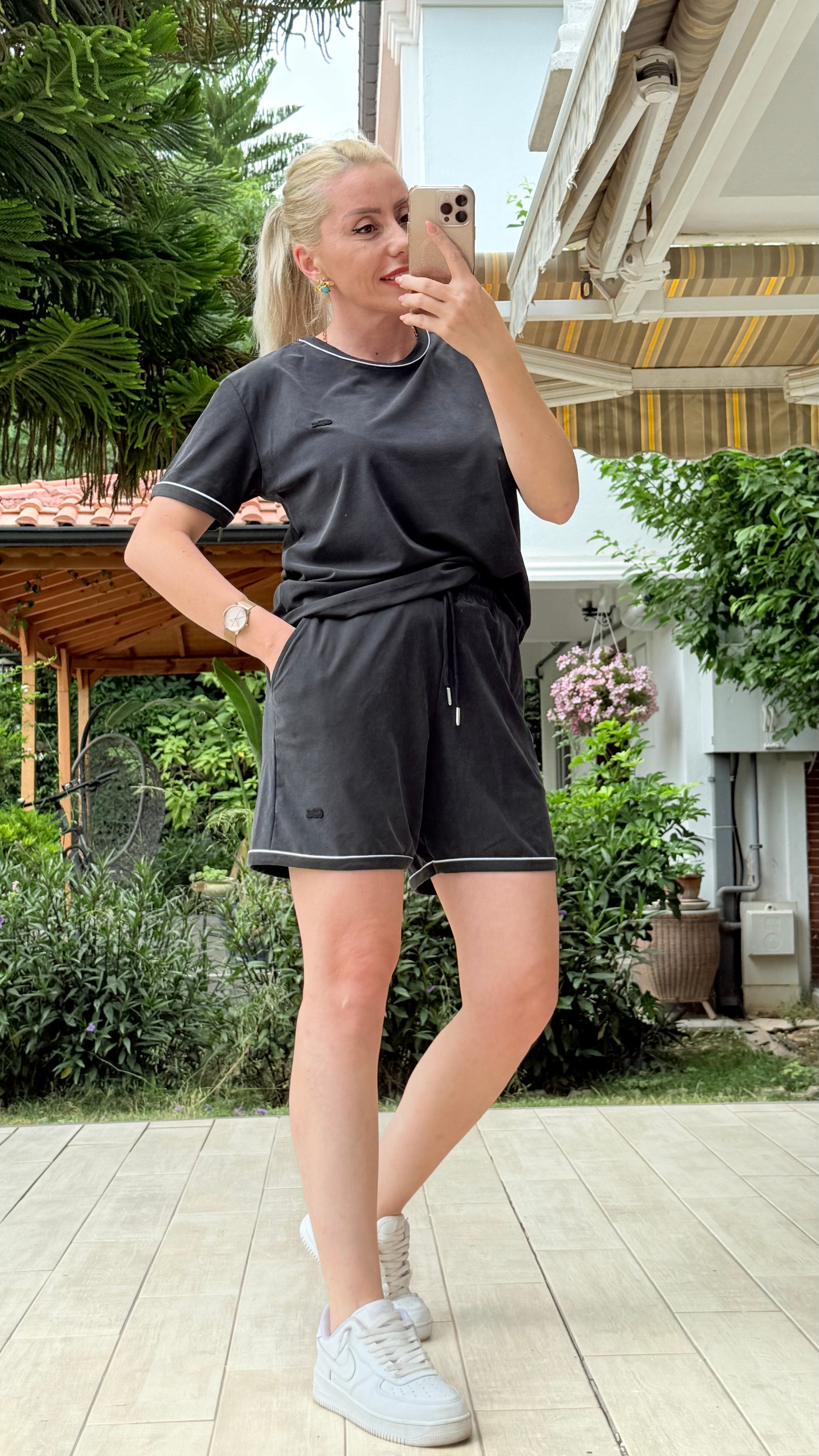 WALLEN SİYAH ŞORTLU TAKIM