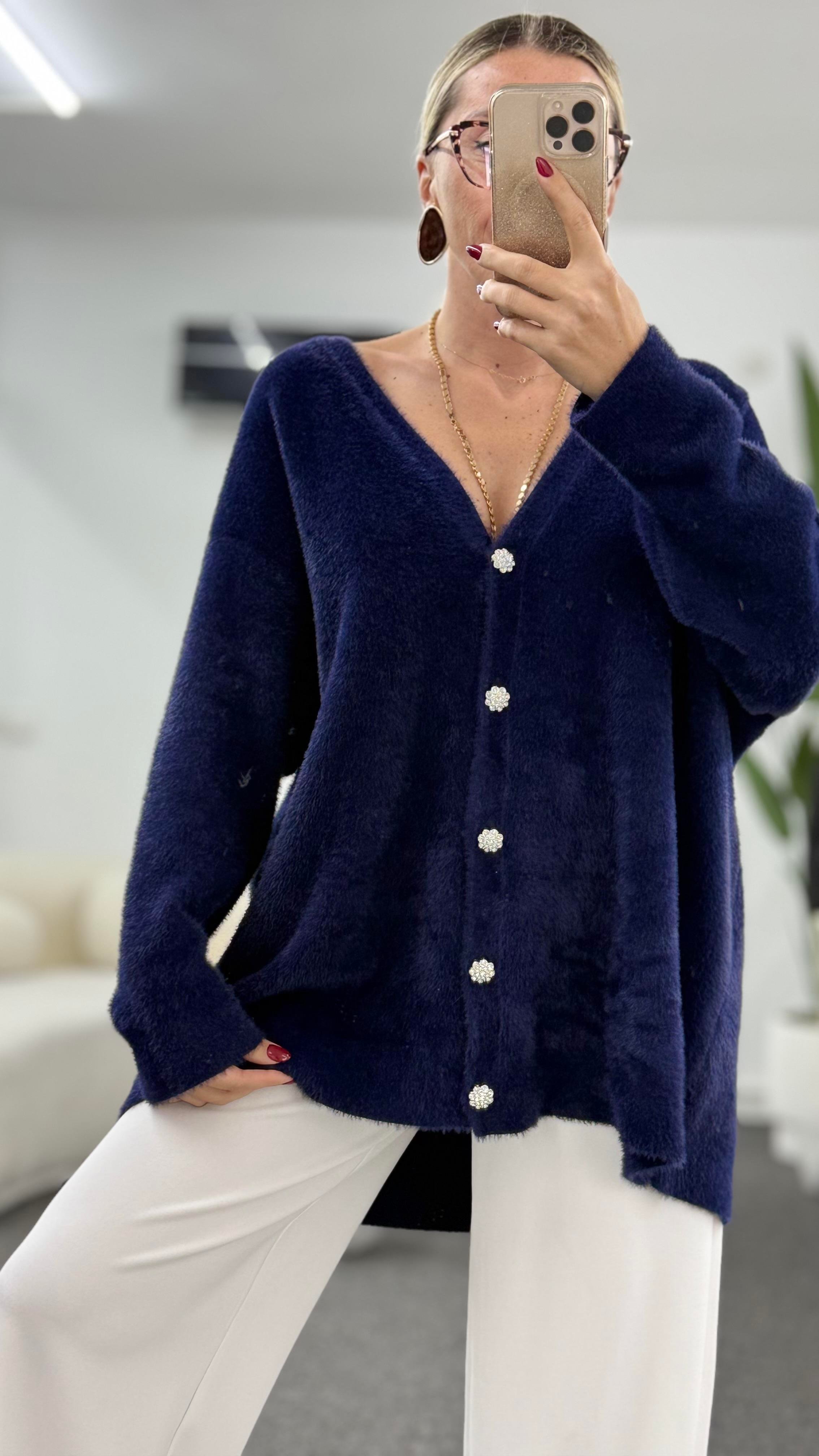 ZETA LACİVERT PELUŞ HIRKA