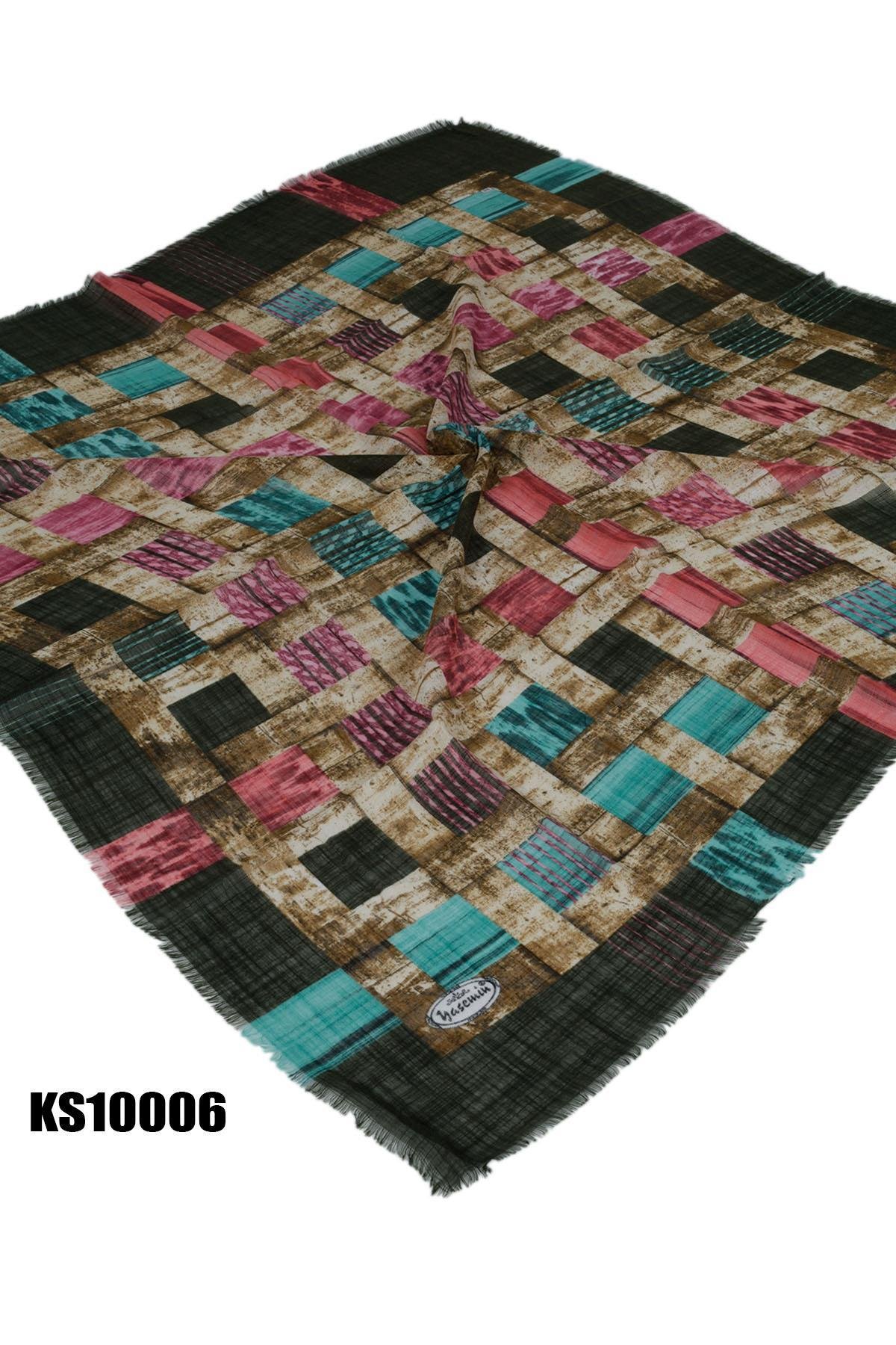 Kampanyalı Desenli Flamlı Eşarp KS10006-1702KS10006-1702