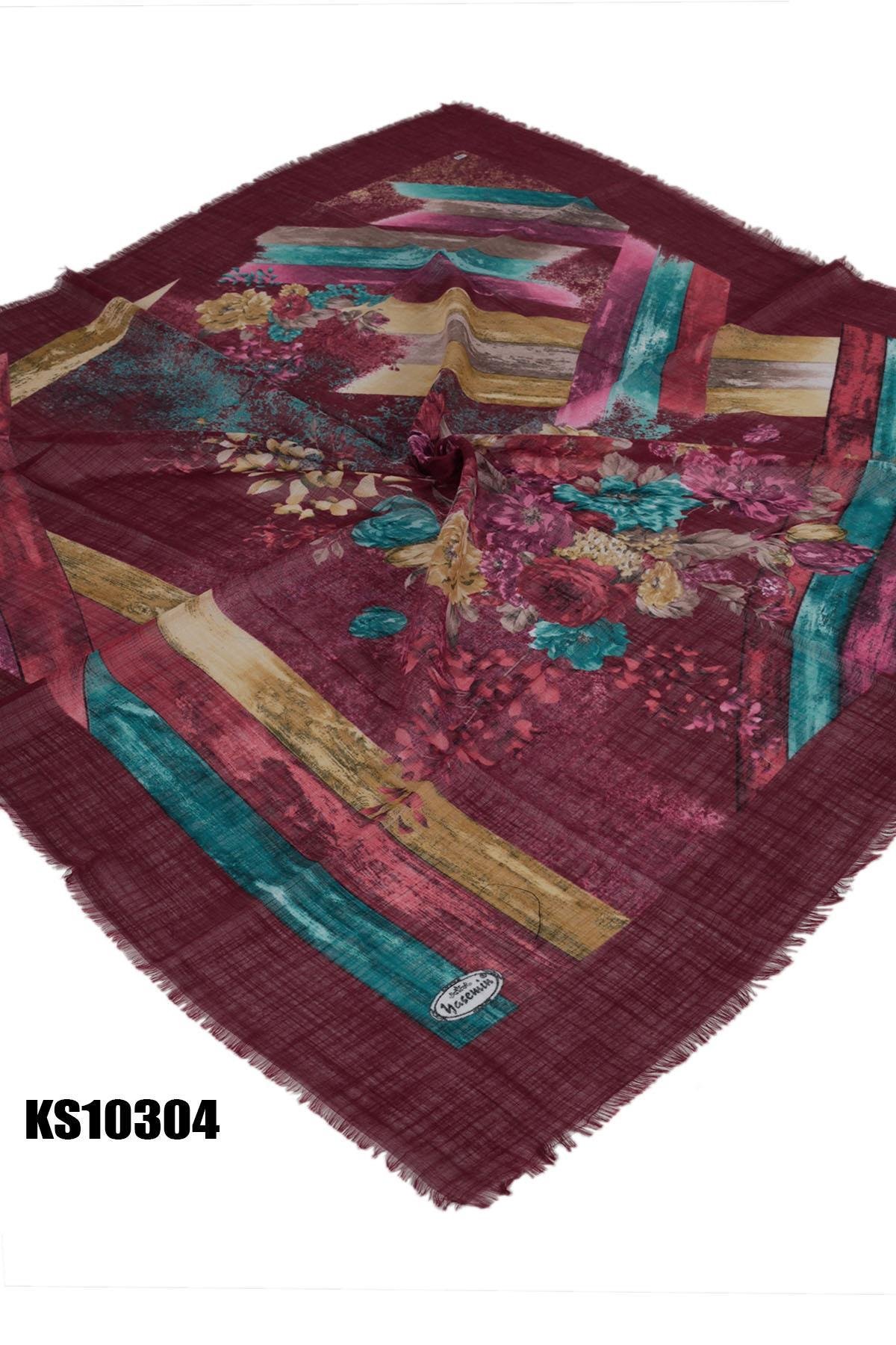 Kampanyalı Desenli Flamlı Eşarp KS10304-1808KS10304-1808