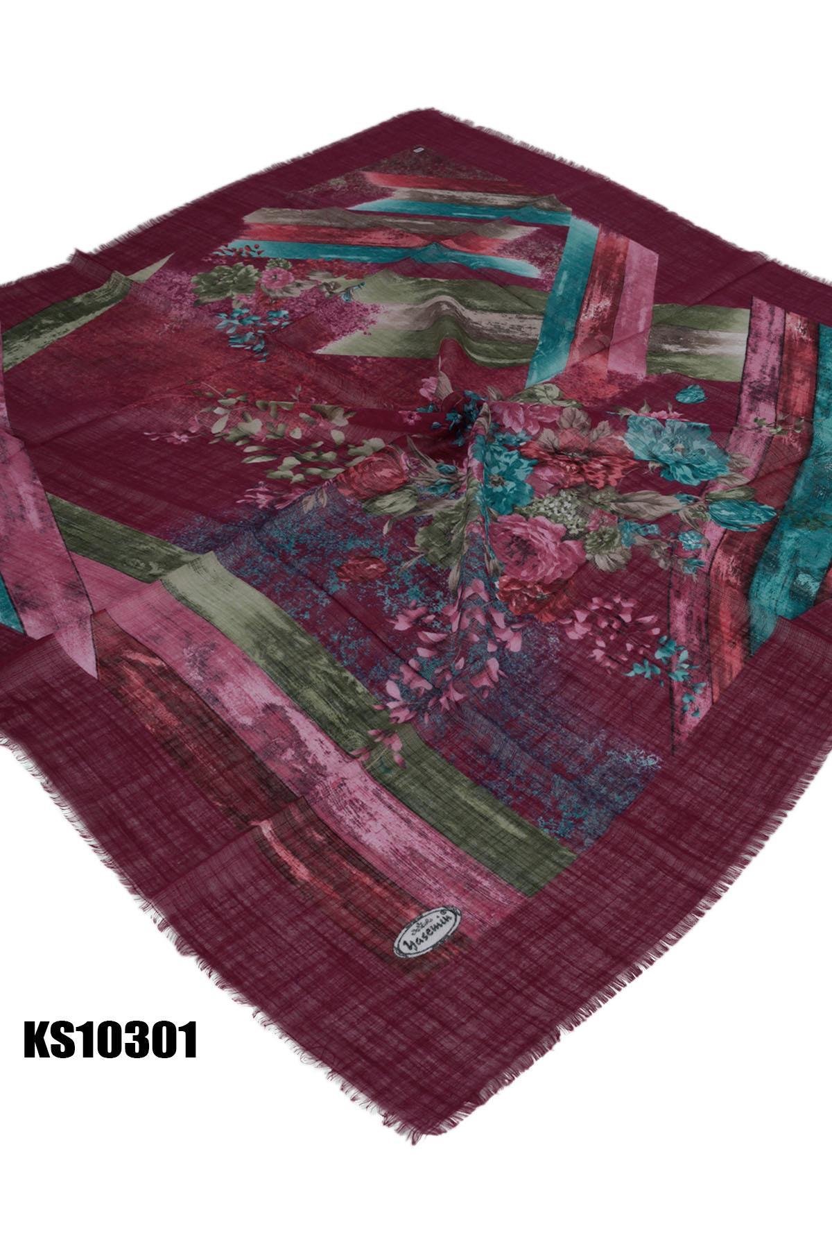 Kampanyalı Desenli Flamlı Eşarp KS10301-1805KS10301-1805