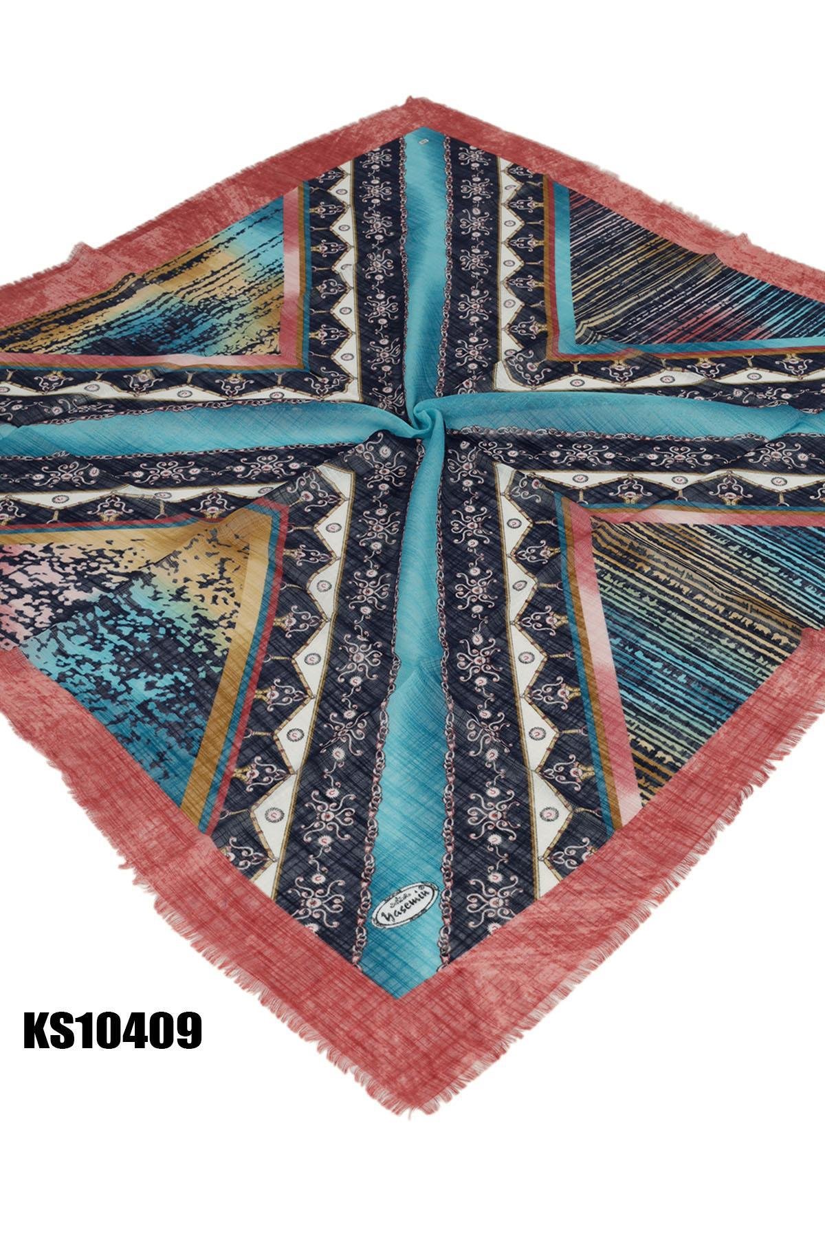 Kampanyalı Desenli Flamlı Eşarp KS10409-1833KS10409-1833