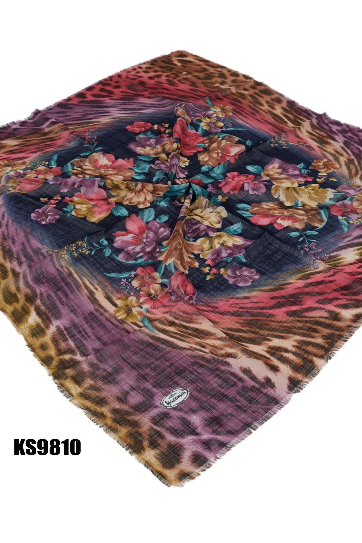 Kampanyalı Desenli Flamlı Eşarp KS9810-1617KS9810-1617