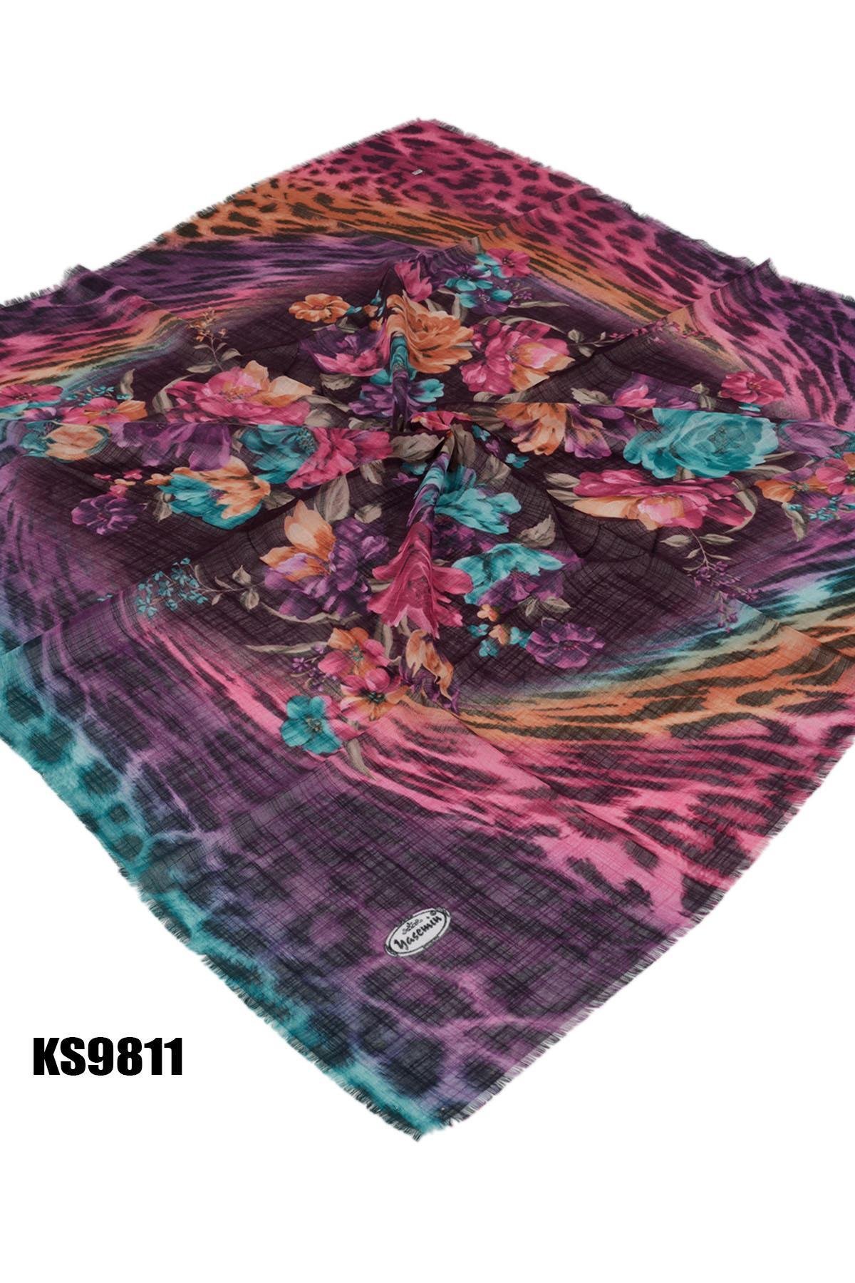 Kampanyalı Desenli Flamlı Eşarp KS9811-1618KS9811-1618