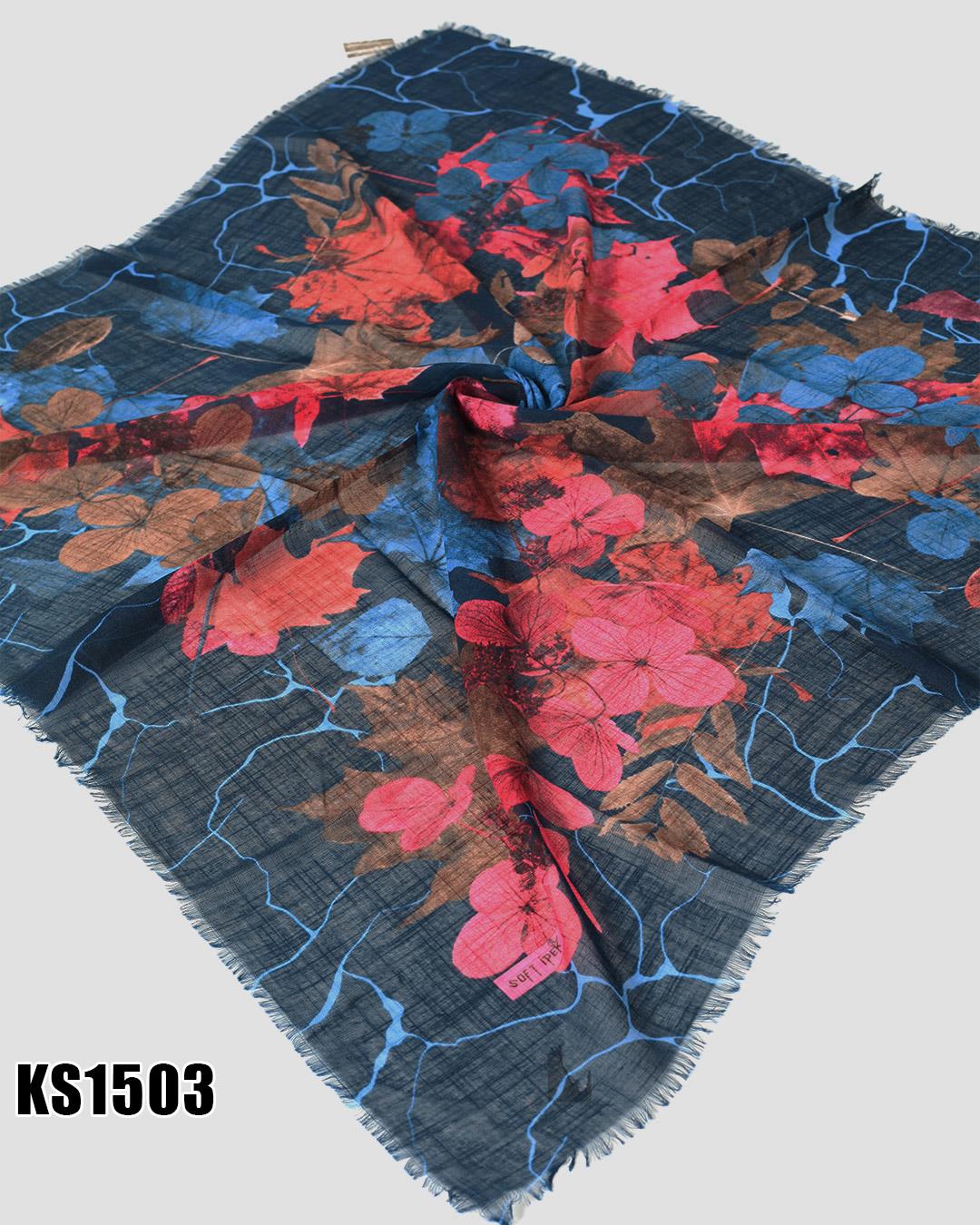 Soft İpek 100*100cm Flamlı Eşarp KS1503-1307KS1503