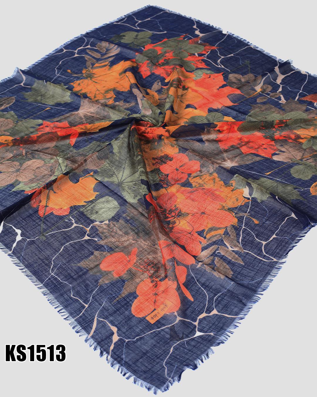 Soft İpek 100*100cm Flamlı Eşarp KS1513-1407KS1513