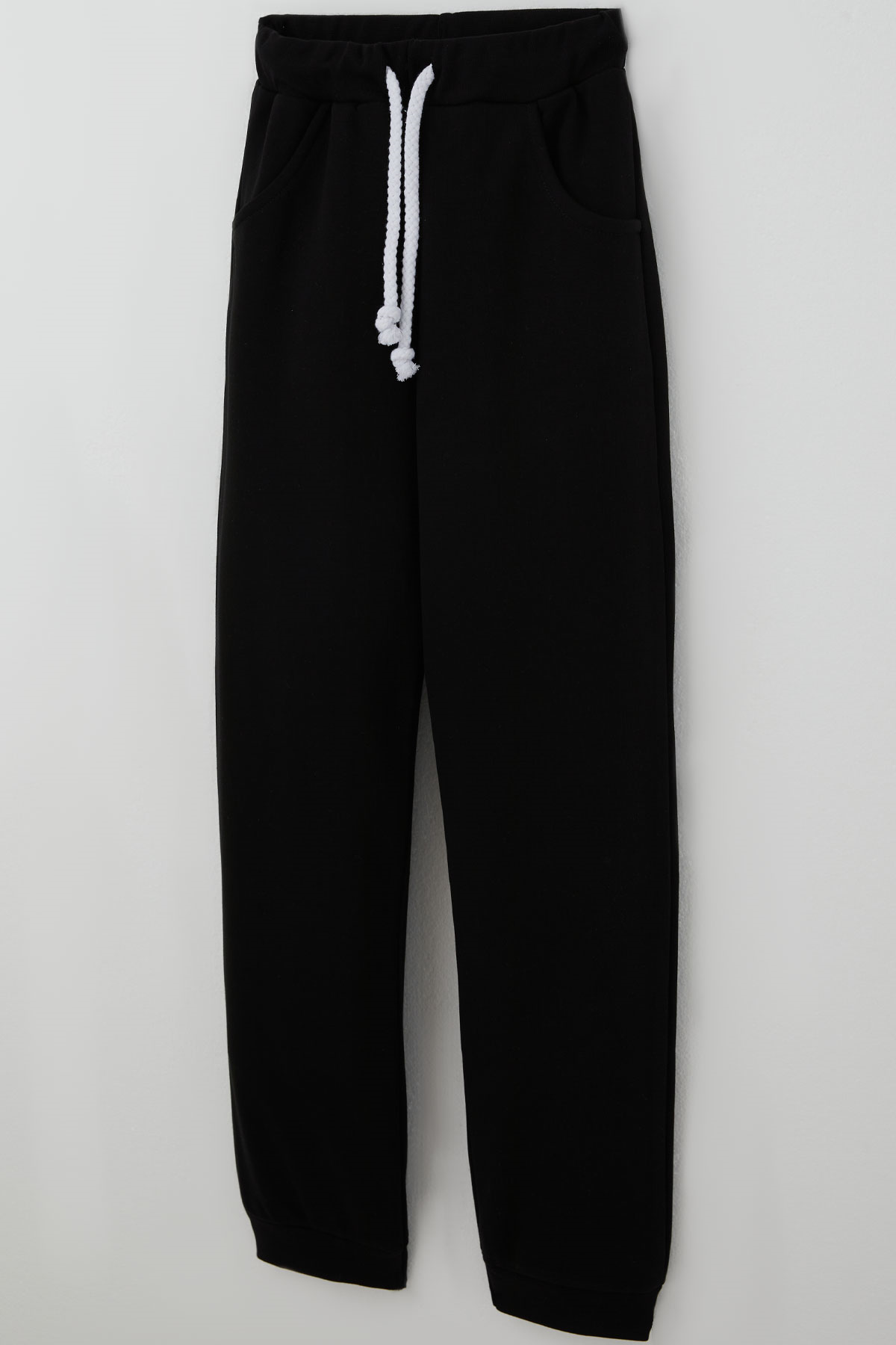 Breeze Çocuk Eşofman Altı Unisex Bağcıklı Cepli Düz Renk Siyah (10-14 Yaş)