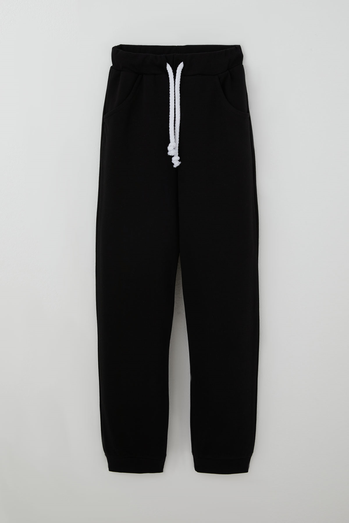 Breeze Çocuk Eşofman Altı Unisex Bağcıklı Cepli Düz Renk Siyah (10-14 Yaş)