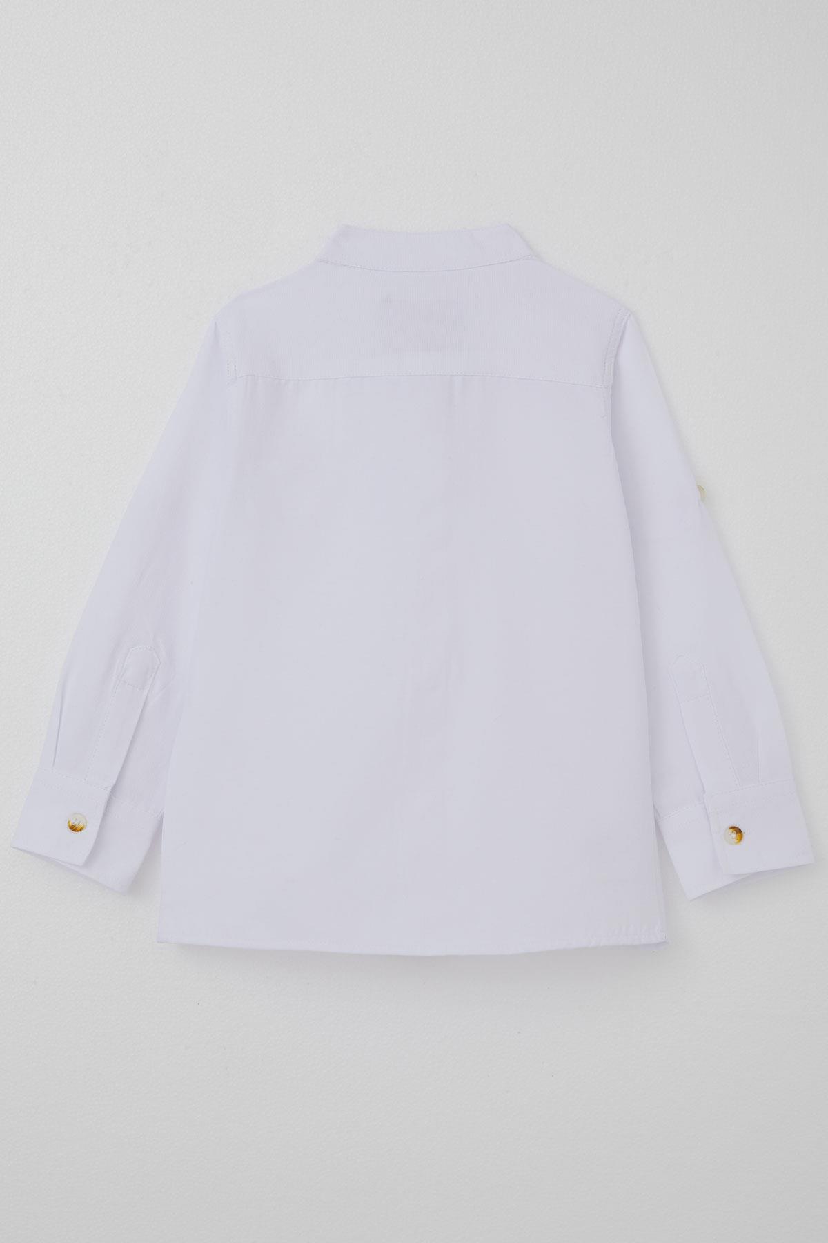 Breeze Erkek Bebek Gömlek Düğmeli Armalı Beyaz (9 Ay-3 Yaş)