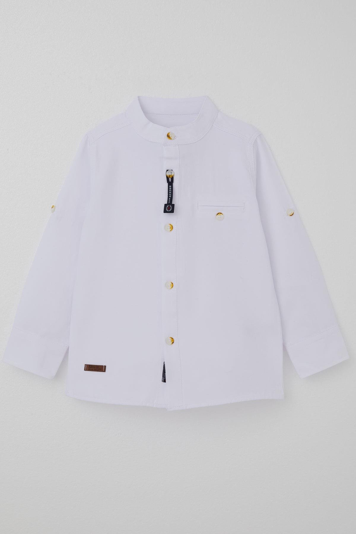 Breeze Erkek Bebek Gömlek Düğmeli Armalı Beyaz (9 Ay-3 Yaş)