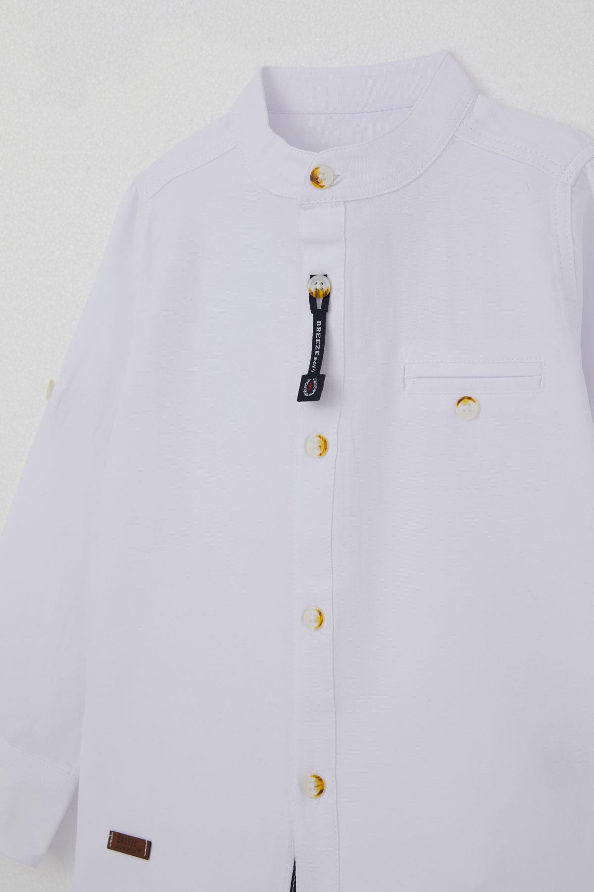 Breeze Erkek Bebek Gömlek Düğmeli Armalı Beyaz (9 Ay-3 Yaş)