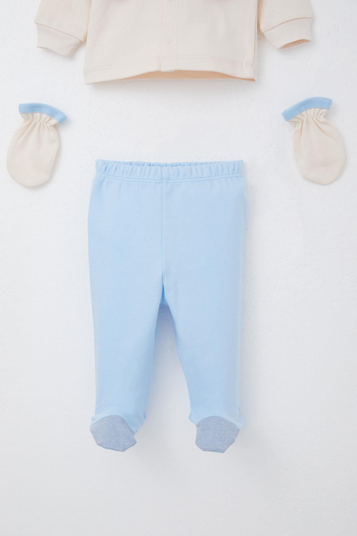 Breeze Erkek Bebek Hastane Çıkışı 5 li Sabit Papyonlu Yelekli Sevimli At Nakışlı Krem (0-3 Ay)