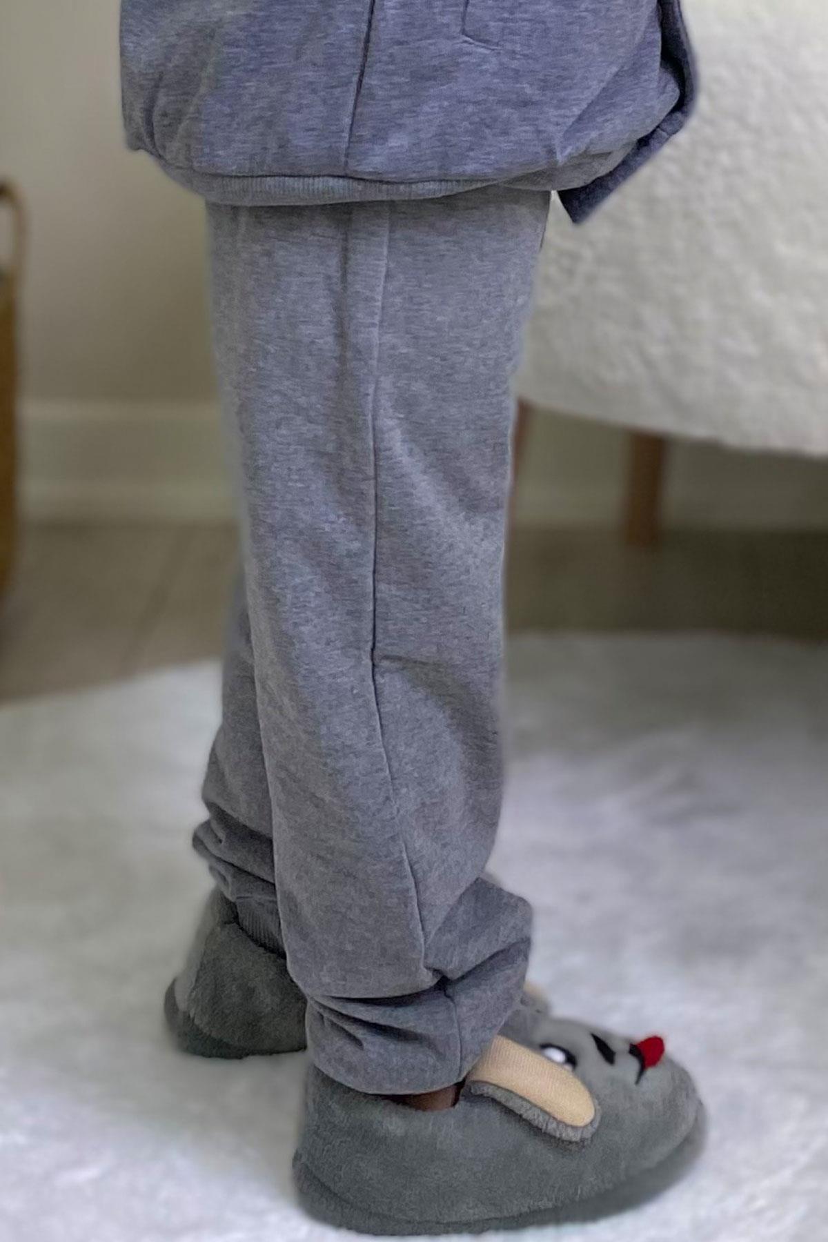 Breeze Erkek Çocuk Eşofman Altı Cepli Koyu Gri Melanj (3-8 Yaş)