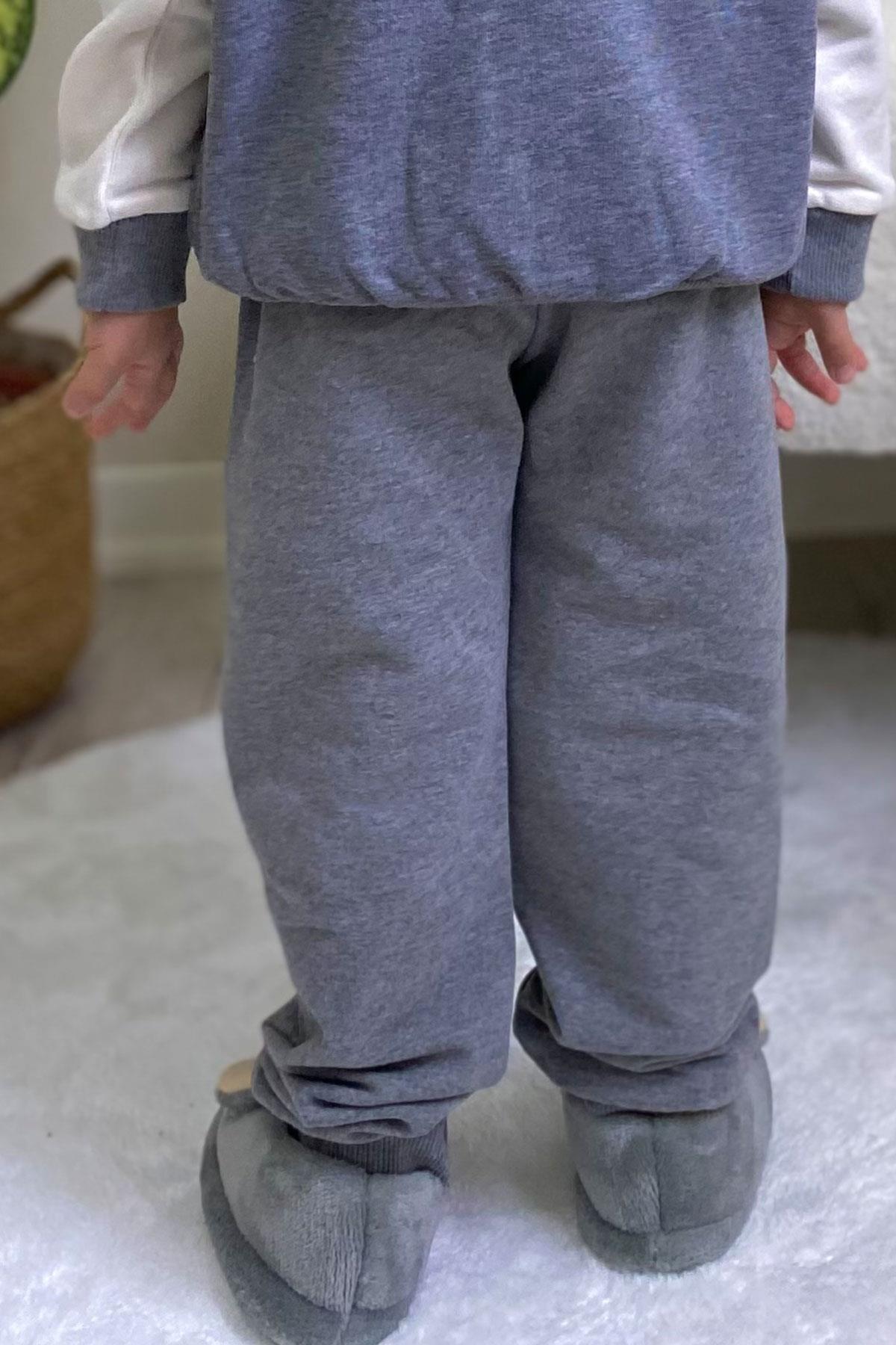 Breeze Erkek Çocuk Eşofman Altı Cepli Koyu Gri Melanj (3-8 Yaş)