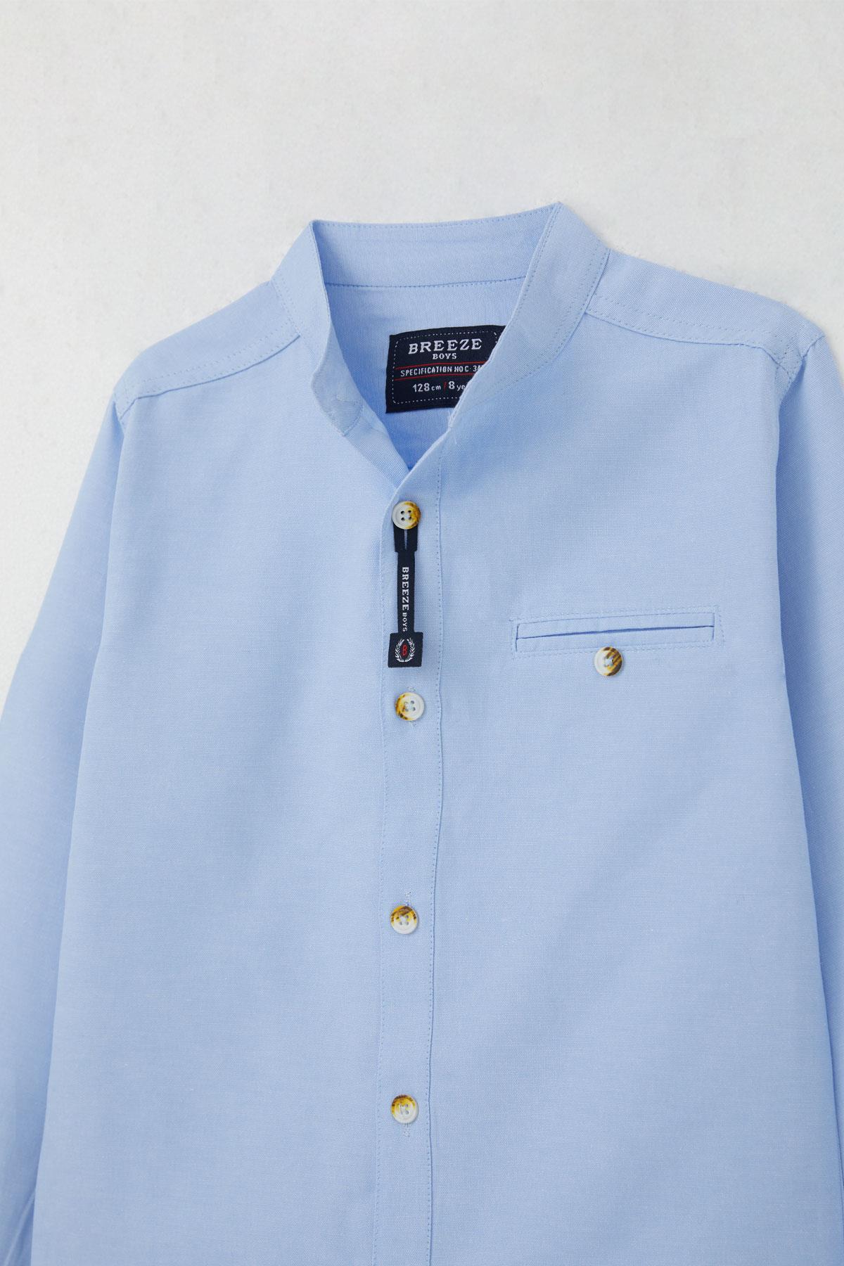 Breeze Erkek Çocuk Gömlek Armalı Düğmeli Açık Mavi (8-12 Yaş)