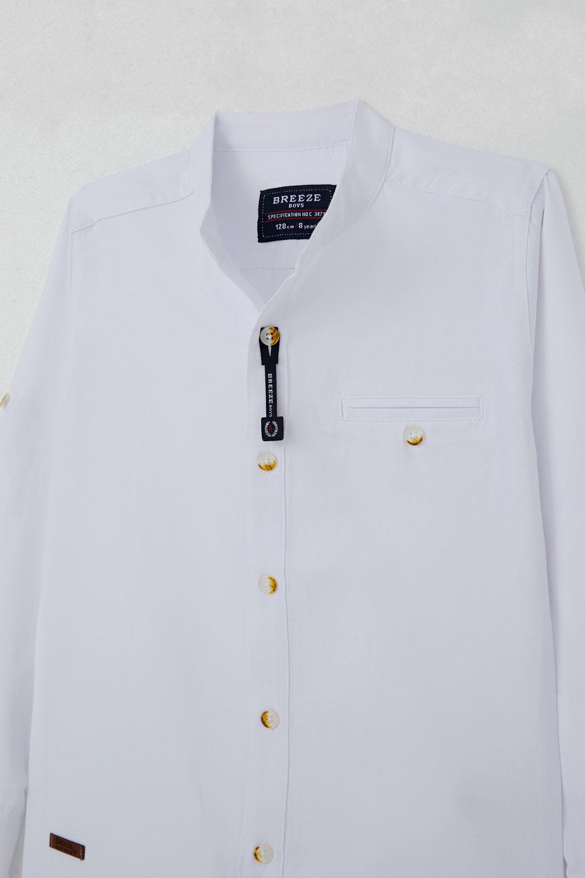 Breeze Erkek Çocuk Gömlek Armalı Düğmeli Beyaz (8-12 Yaş)