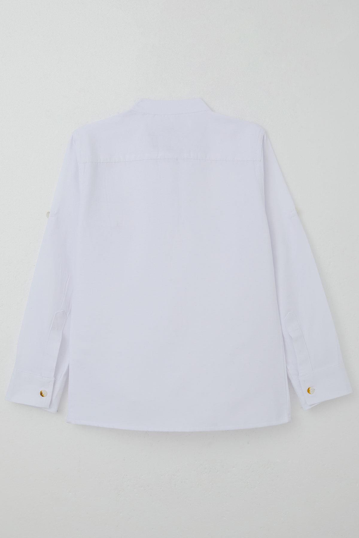 Breeze Erkek Çocuk Gömlek Armalı Düğmeli Beyaz (8-12 Yaş)
