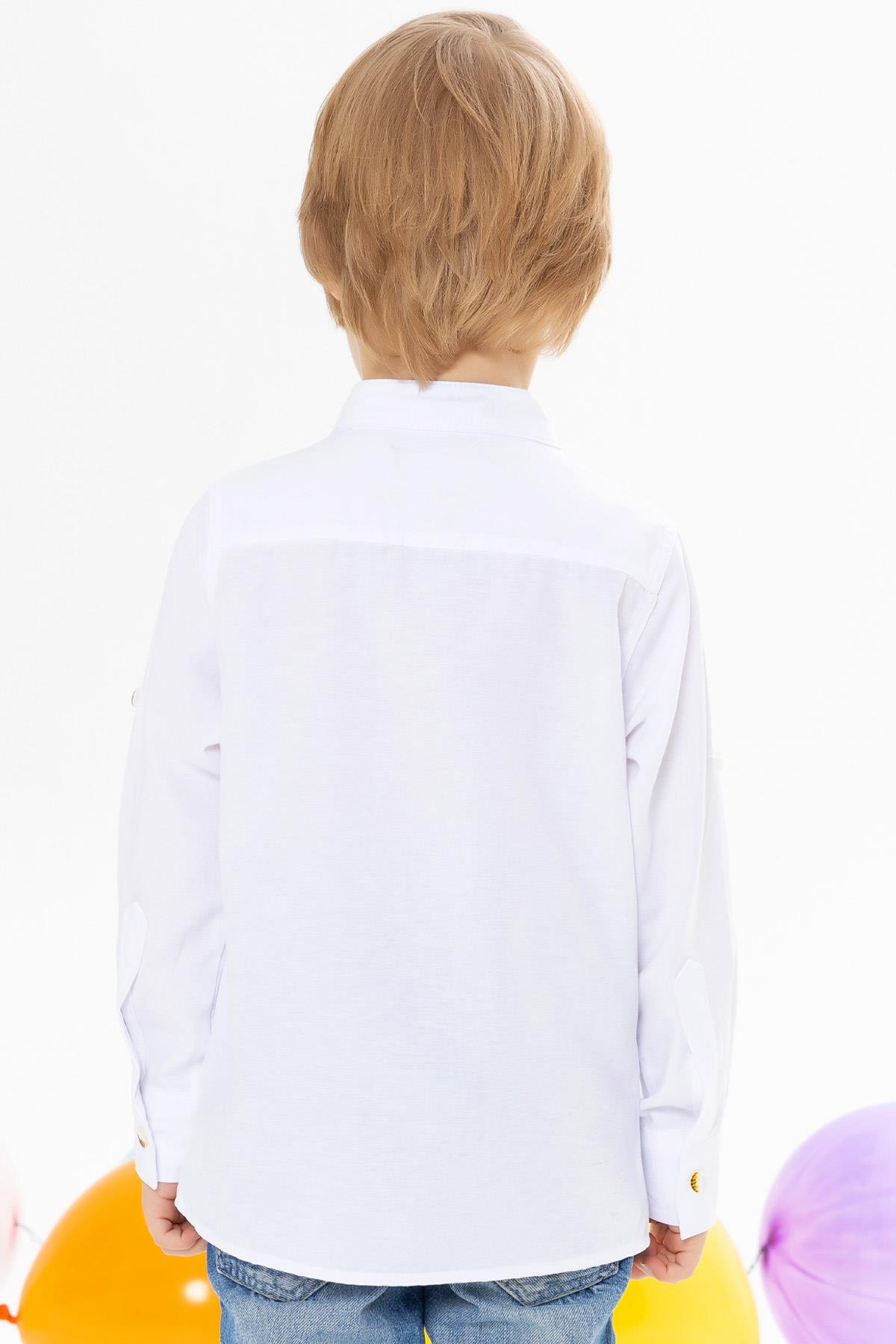 Breeze Erkek Çocuk Gömlek Armalı Düğmeli Beyaz (8-12 Yaş)