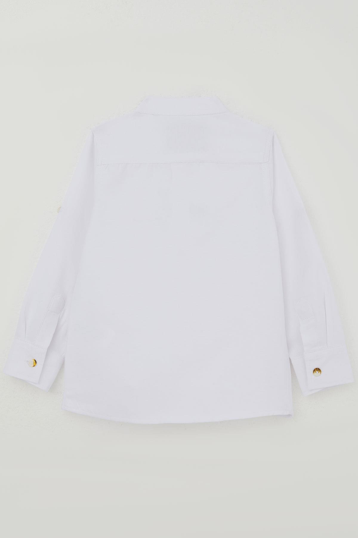 Breeze Erkek Çocuk Gömlek Armalı Düğmeli Beyaz (3-7 Yaş)