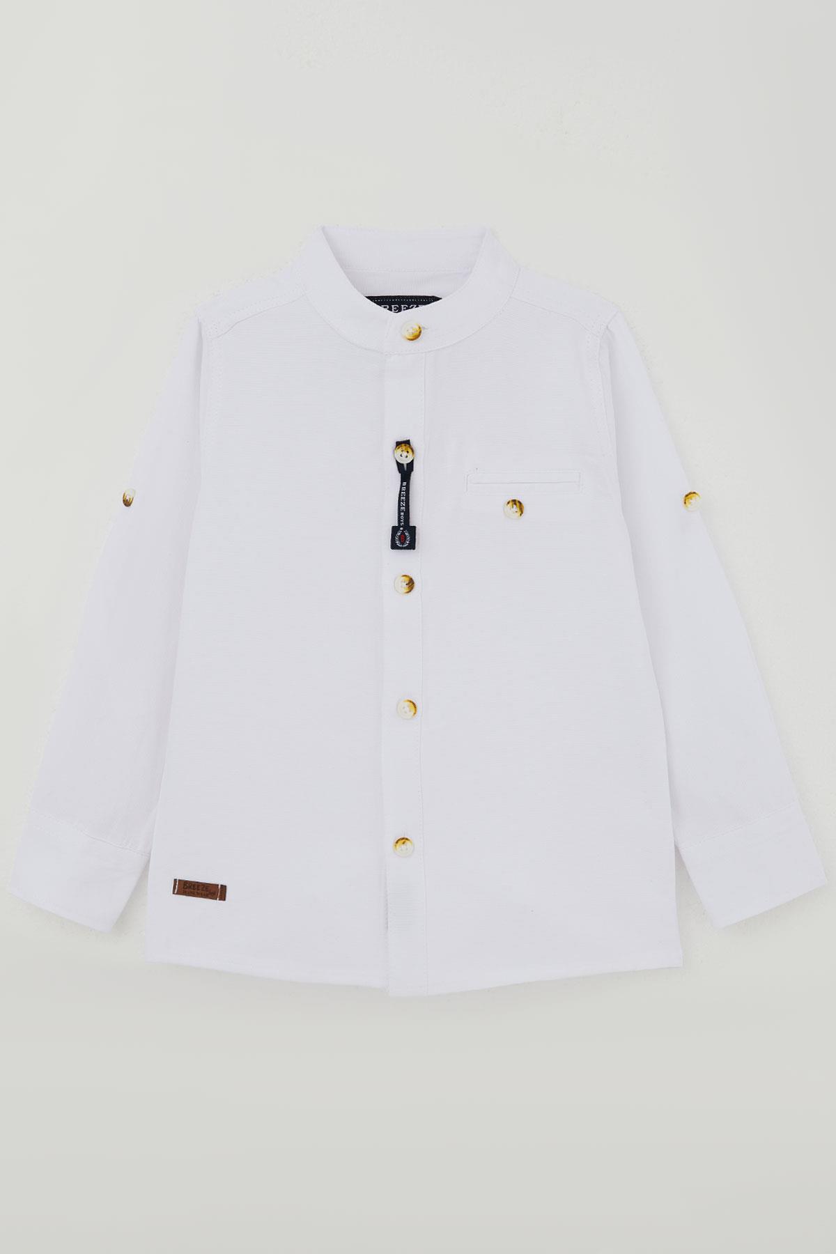 Breeze Erkek Çocuk Gömlek Armalı Düğmeli Beyaz (3-7 Yaş)