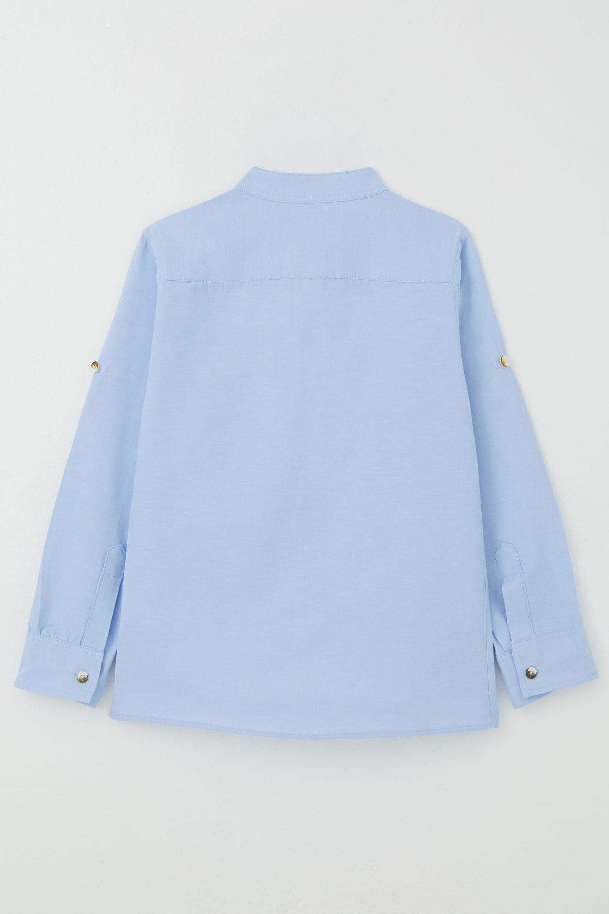 Breeze Erkek Çocuk Gömlek Armalı Düğmeli Açık Mavi (8-12 Yaş)