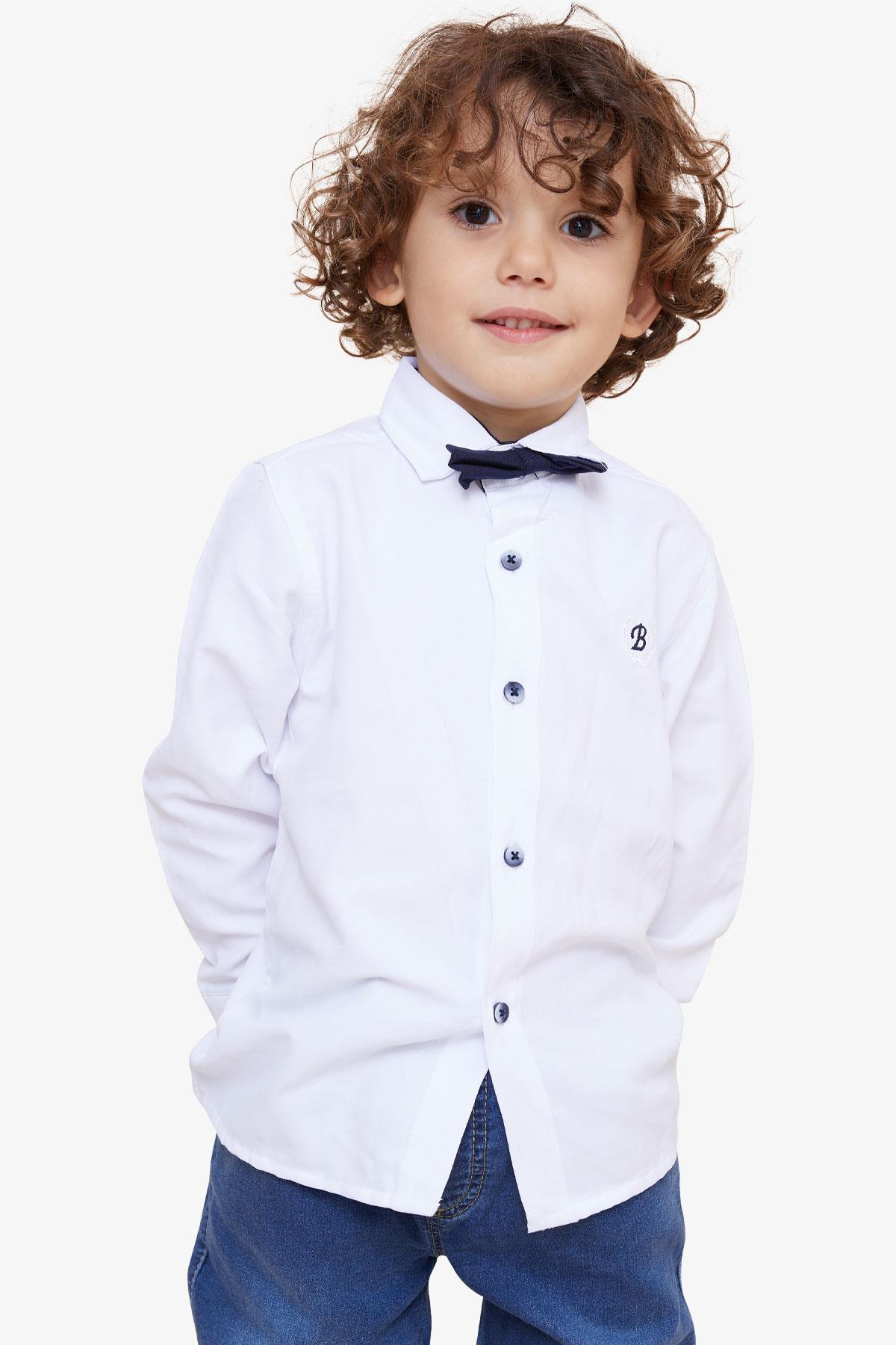 Breeze Erkek Çocuk Gömlek Papyonlu Beyaz (3-7 Yaş)