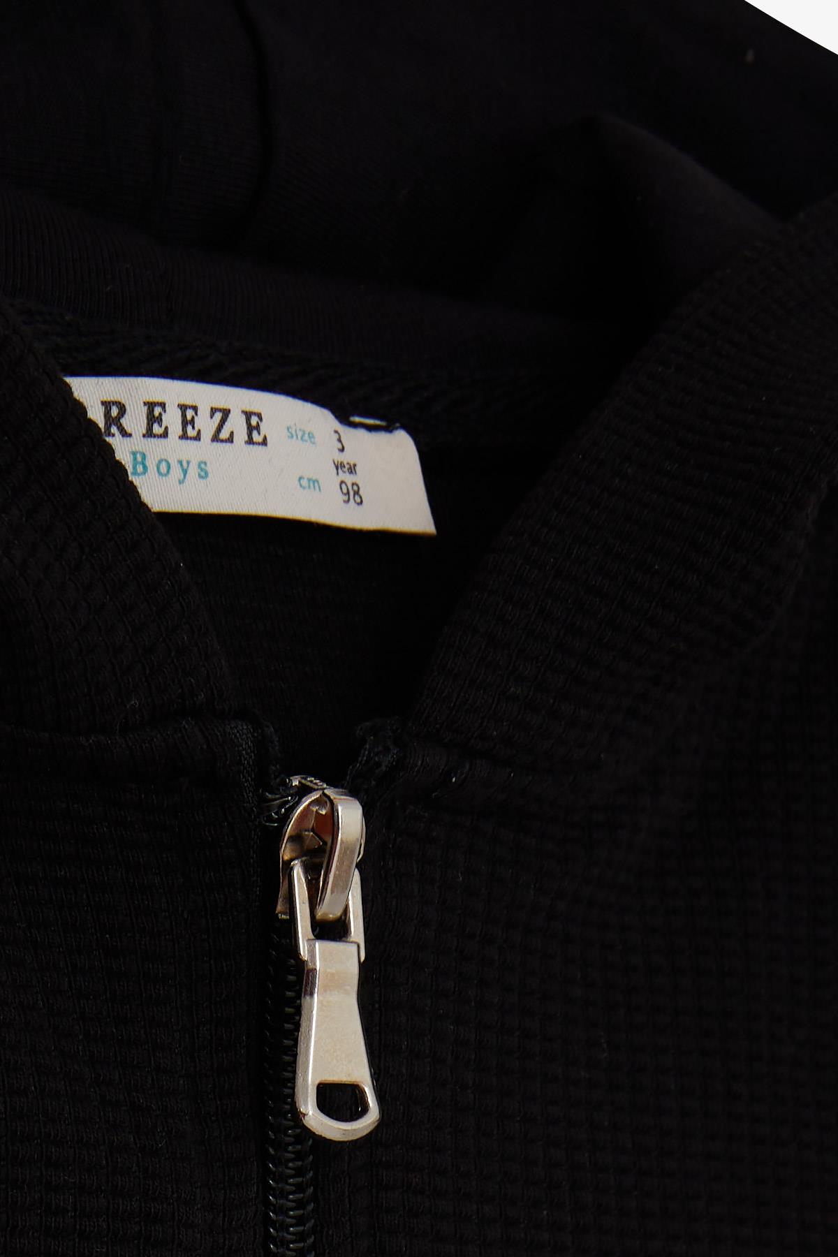 Breeze Erkek Çocuk Hırka Fermuarlı Kapüşonlu Siyah (3-7 Yaş)