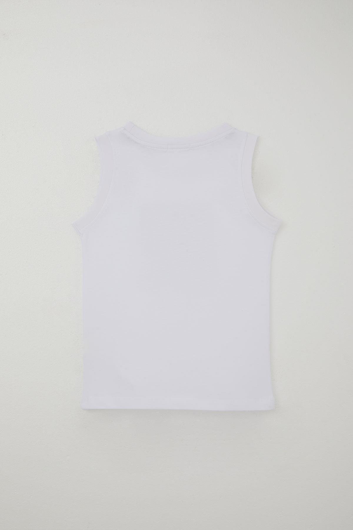 Breeze Erkek Çocuk Şortlu Takım Sıfır Kollu Yazı Baskılı Bağcık Aksesuarlı Beyaz (8-14 Yaş)