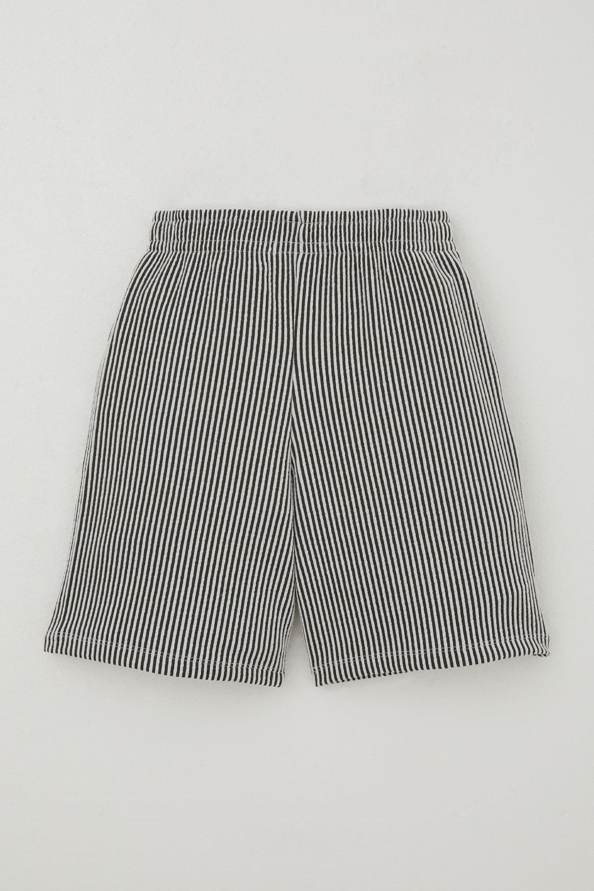 Breeze Erkek Çocuk Şortlu Takım Sıfır Kollu Yazı Baskılı Bağcık Aksesuarlı Beyaz (8-14 Yaş)