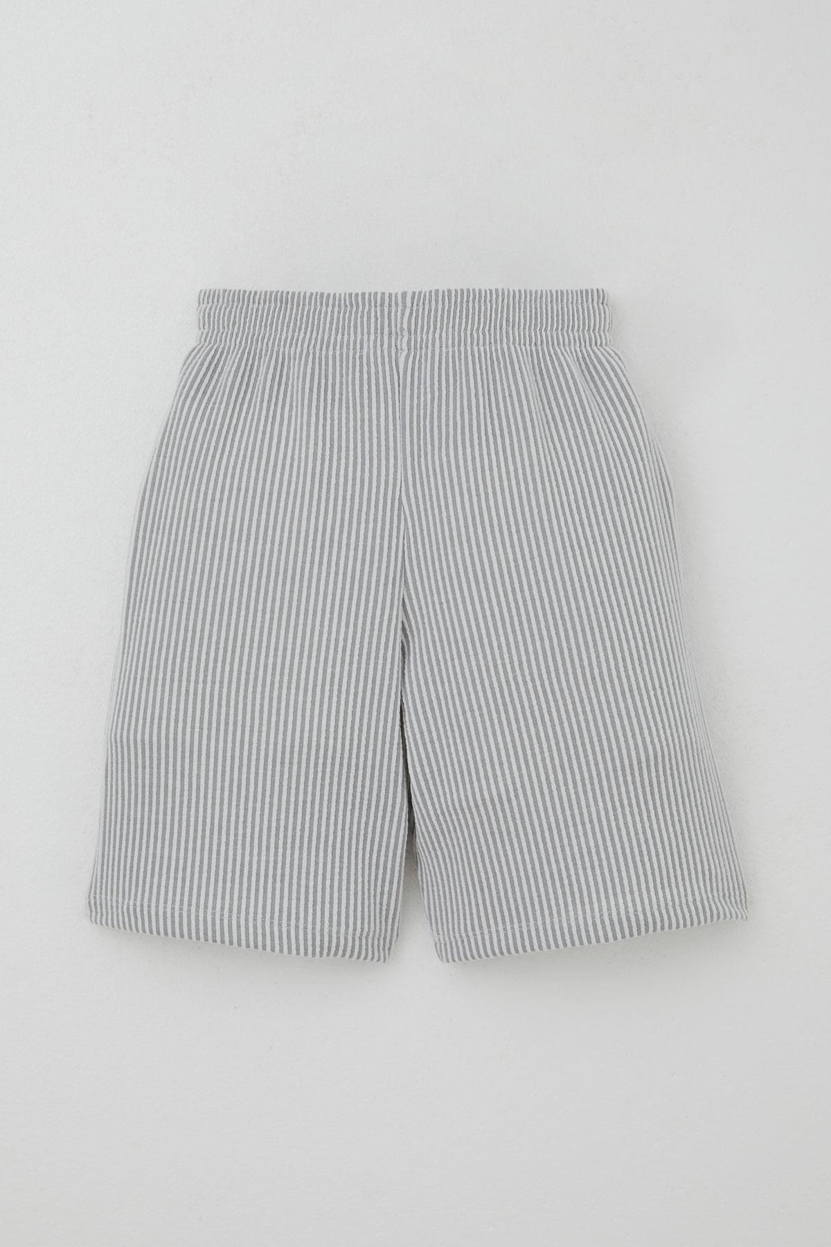 Breeze Erkek Çocuk Şortlu Takım Sıfır Kollu Yazı Baskılı Bağcık Aksesuarlı Beyaz (8-14 Yaş)